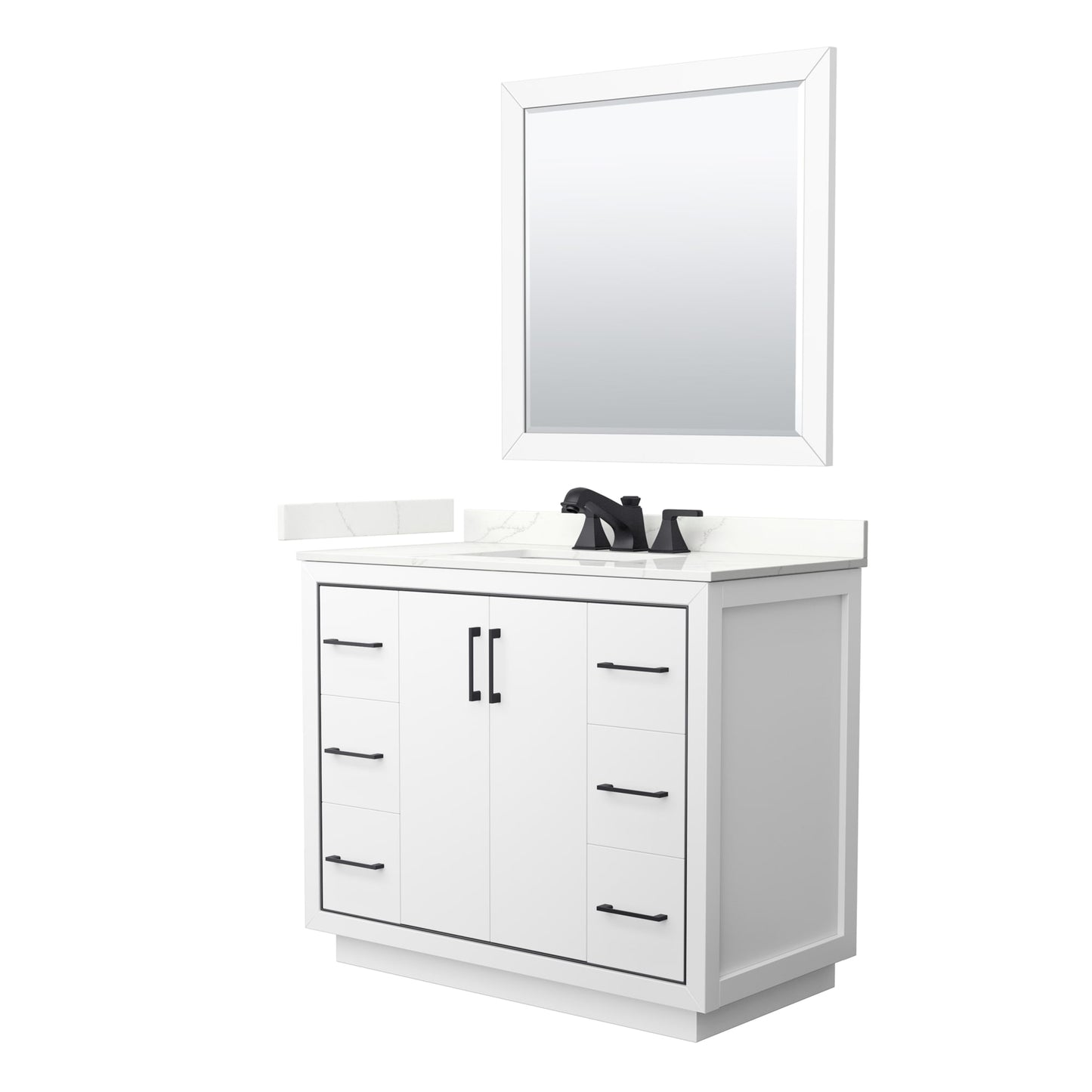Icon Bathroom Vanity with Countertop 42 inch Single Sink 3-hole Faucet Setup