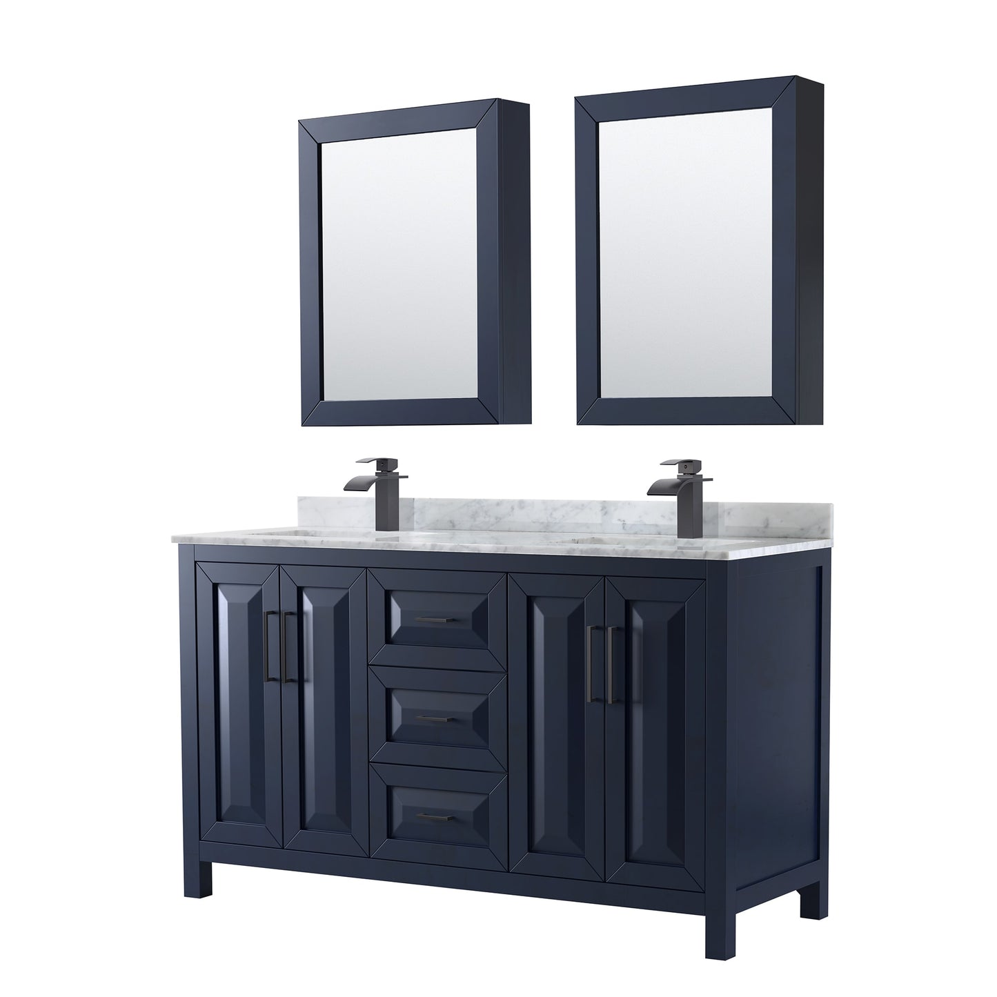 Daria Bathroom Vanity with Countertop 60 inch Double Sink Single hole Faucet Setup
