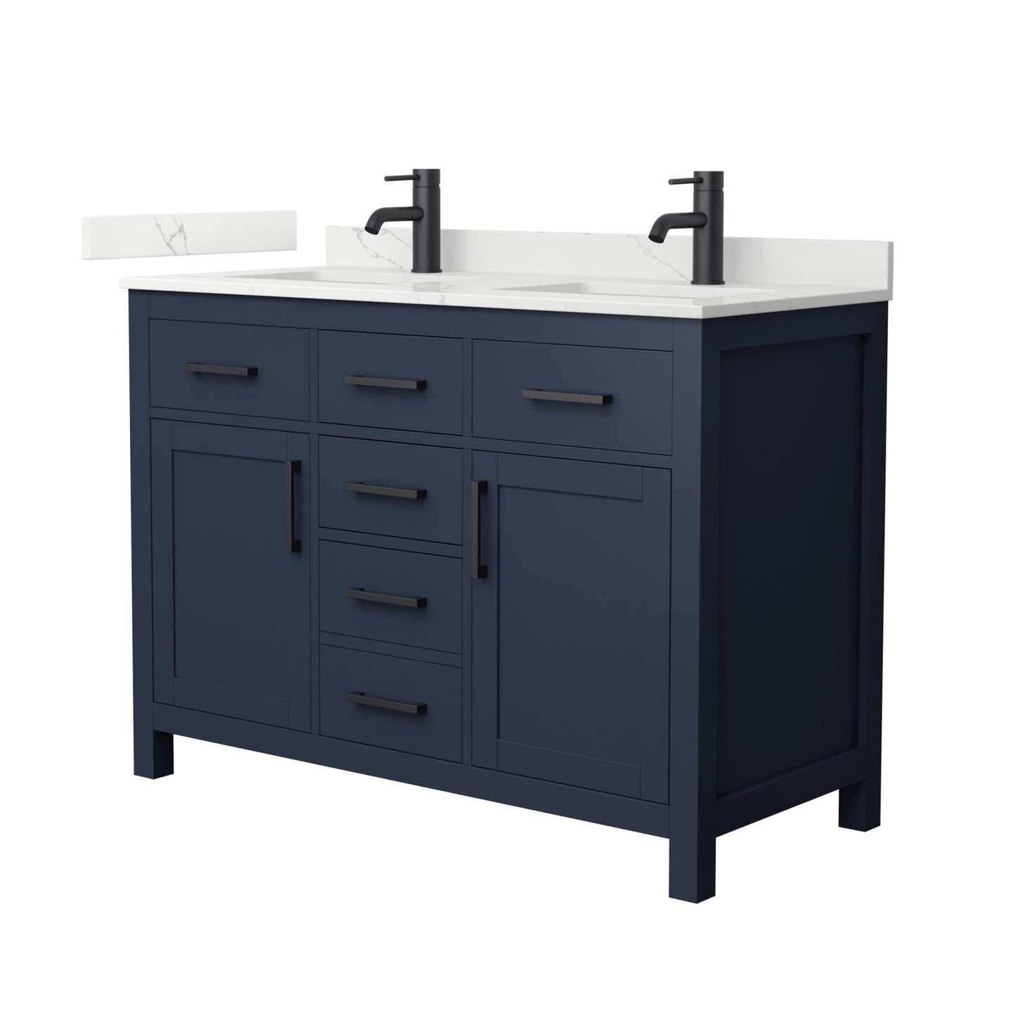 Beckett Bathroom Vanity with Countertop 48 inch Double Sink Single hole Faucet Setup