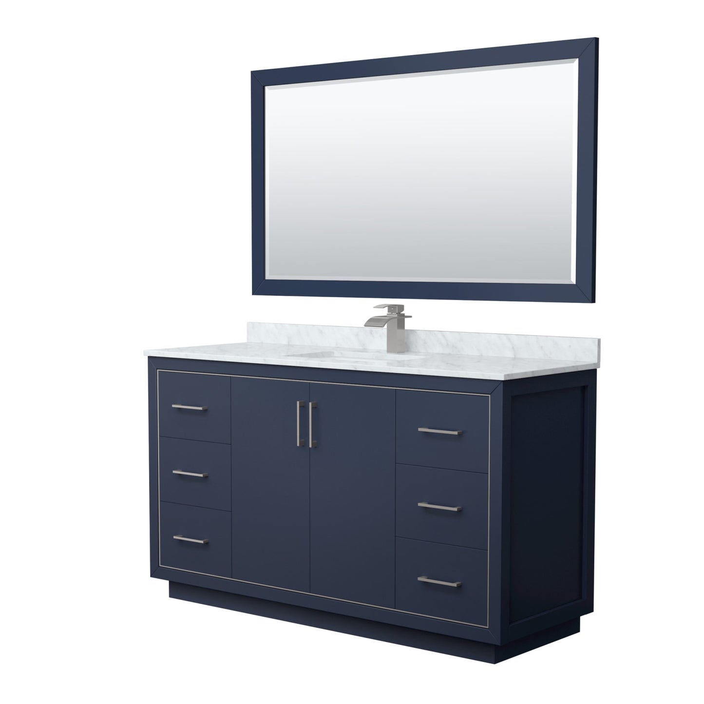 Icon Bathroom Vanity with Countertop 60 inch Single Sink Single hole Faucet Setup