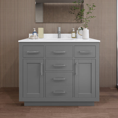 Beckett TK Bathroom Vanity with Countertop 42 inch Single Sink Single hole Faucet Setup