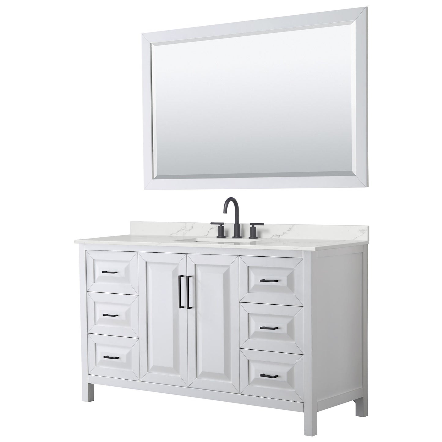 Daria Bathroom Vanity with Countertop 60 inch Single Sink 3-hole Faucet Setup