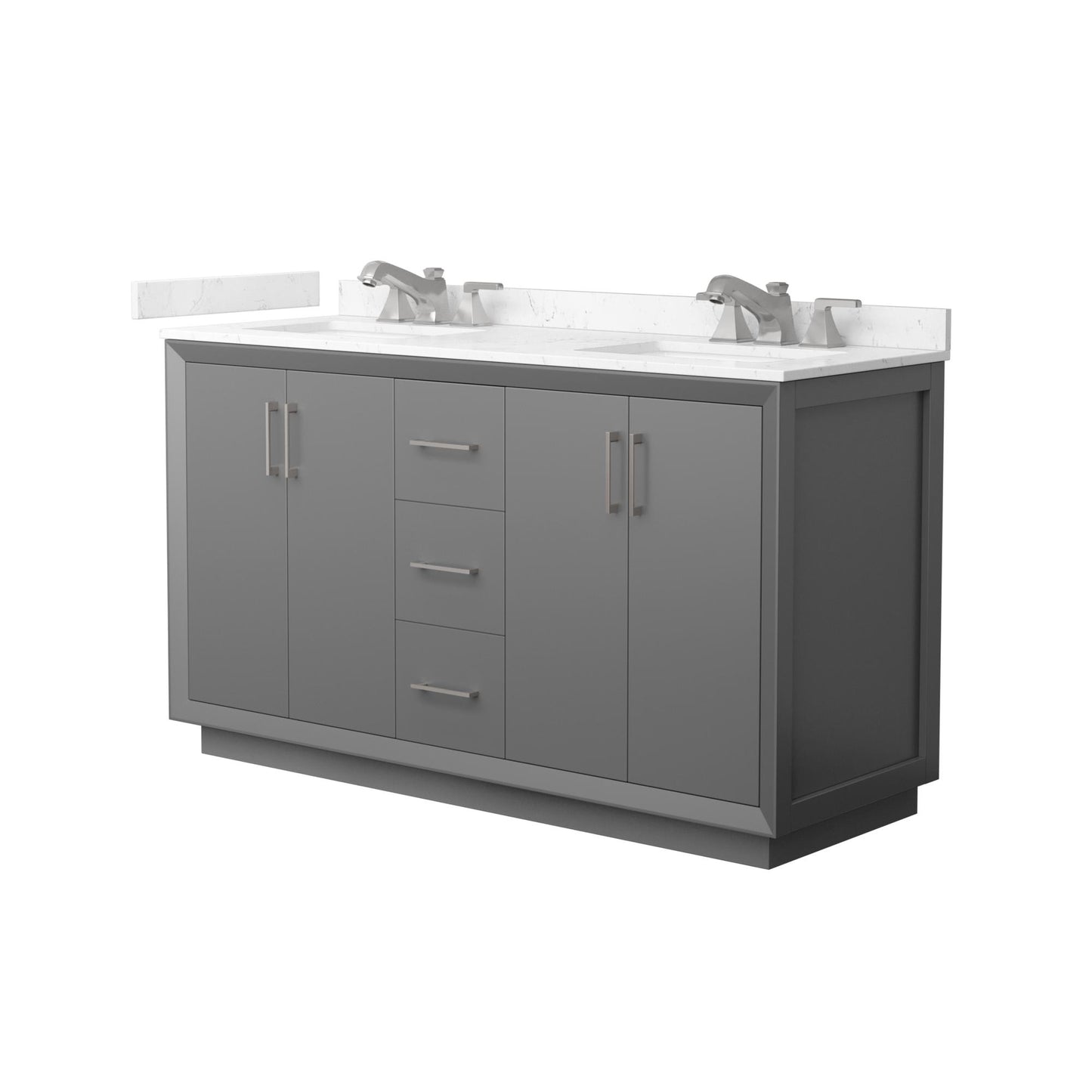 Strada Bathroom Vanity with Countertop 60 inch Double Sink 3-hole Faucet Setup