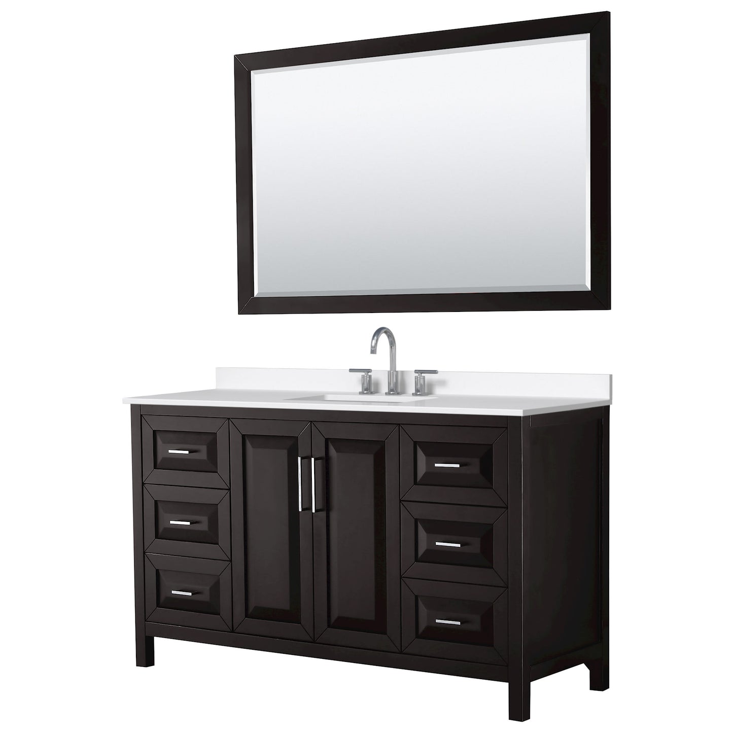 Daria Bathroom Vanity with Countertop 60 inch Single Sink 3-hole Faucet Setup