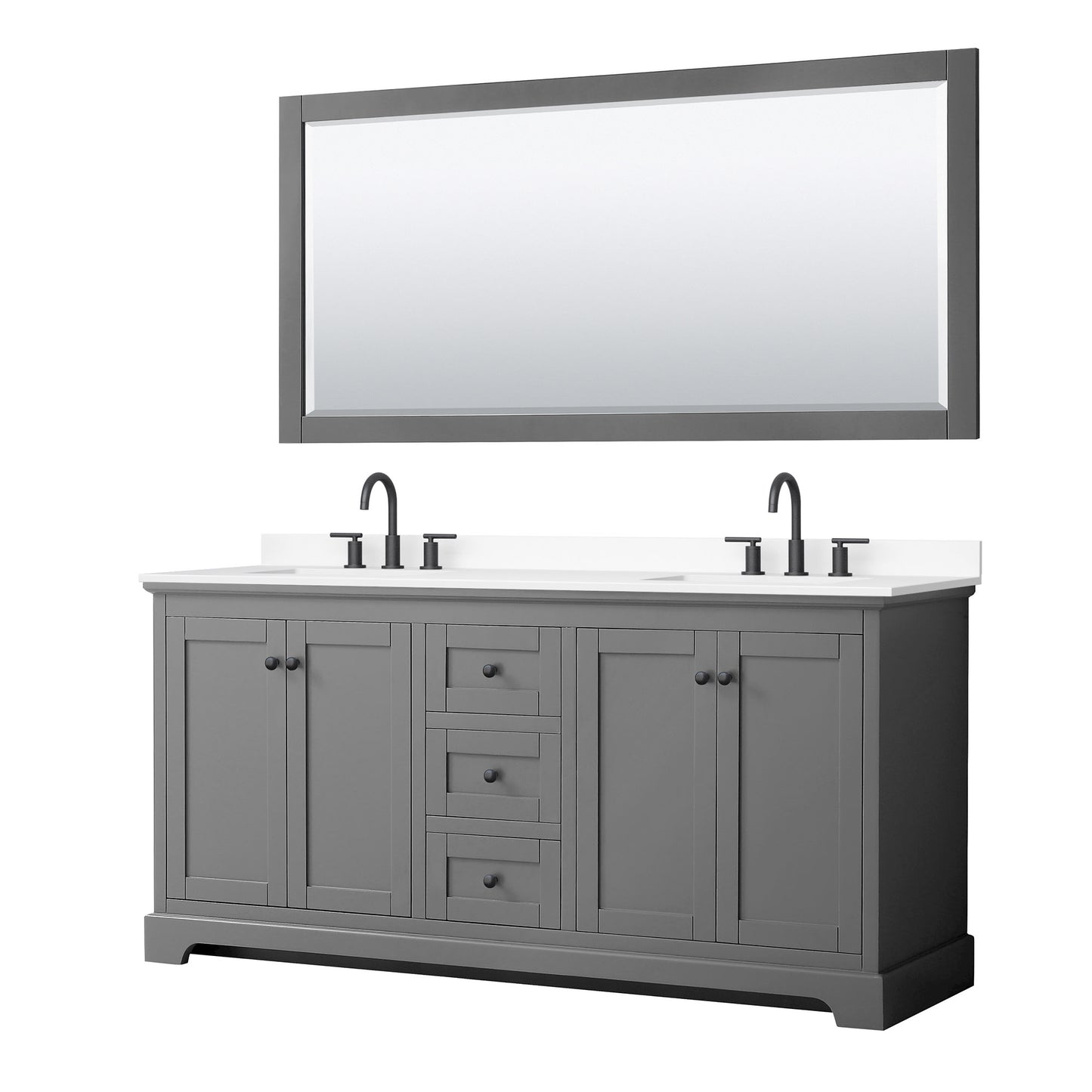 Avery Bathroom Vanity with Countertop 72 inch Double Sink 3-hole Faucet Setup