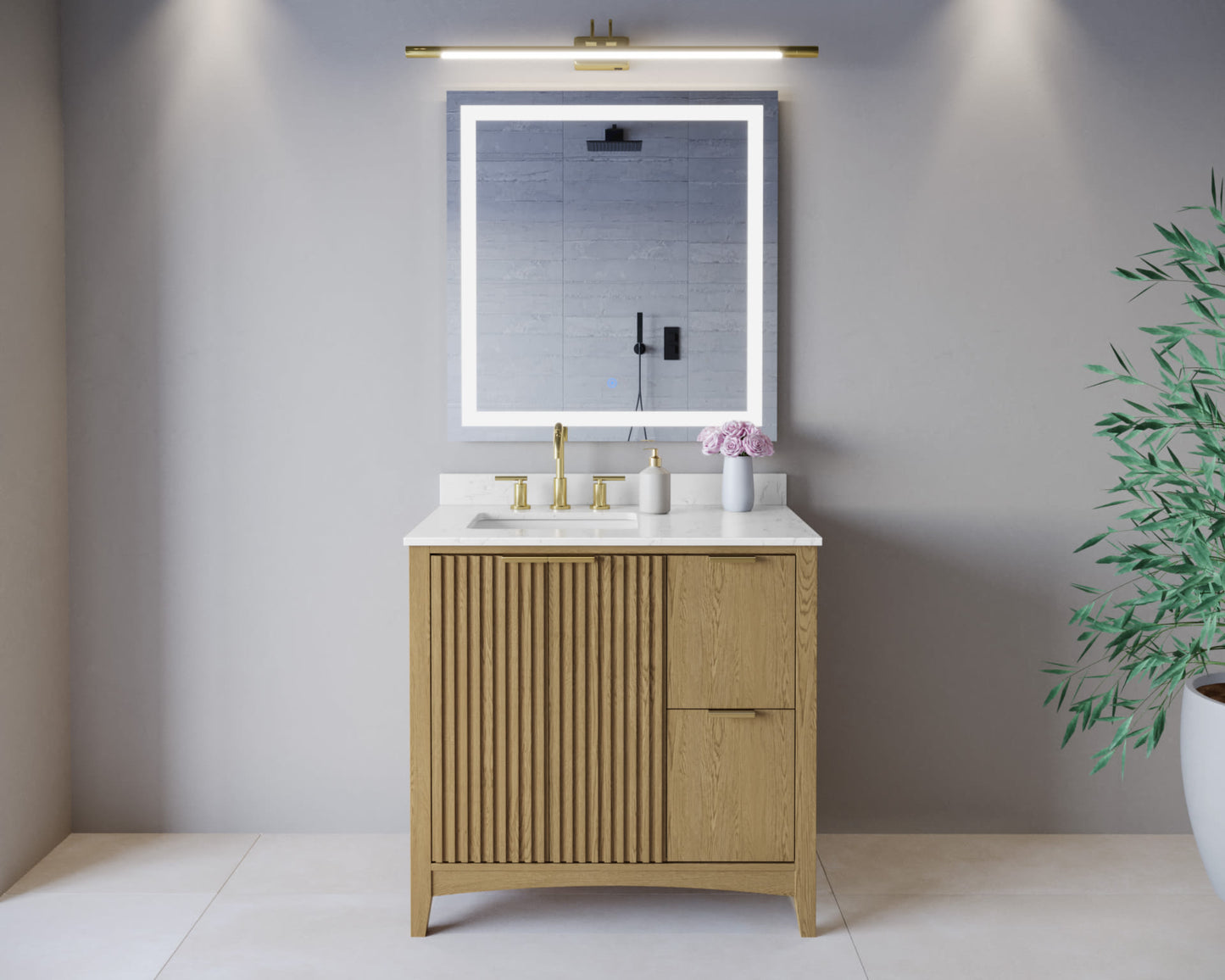 Palmilla Bathroom Vanity with Countertop 36 inch Single Sink 3-hole Faucet Setup