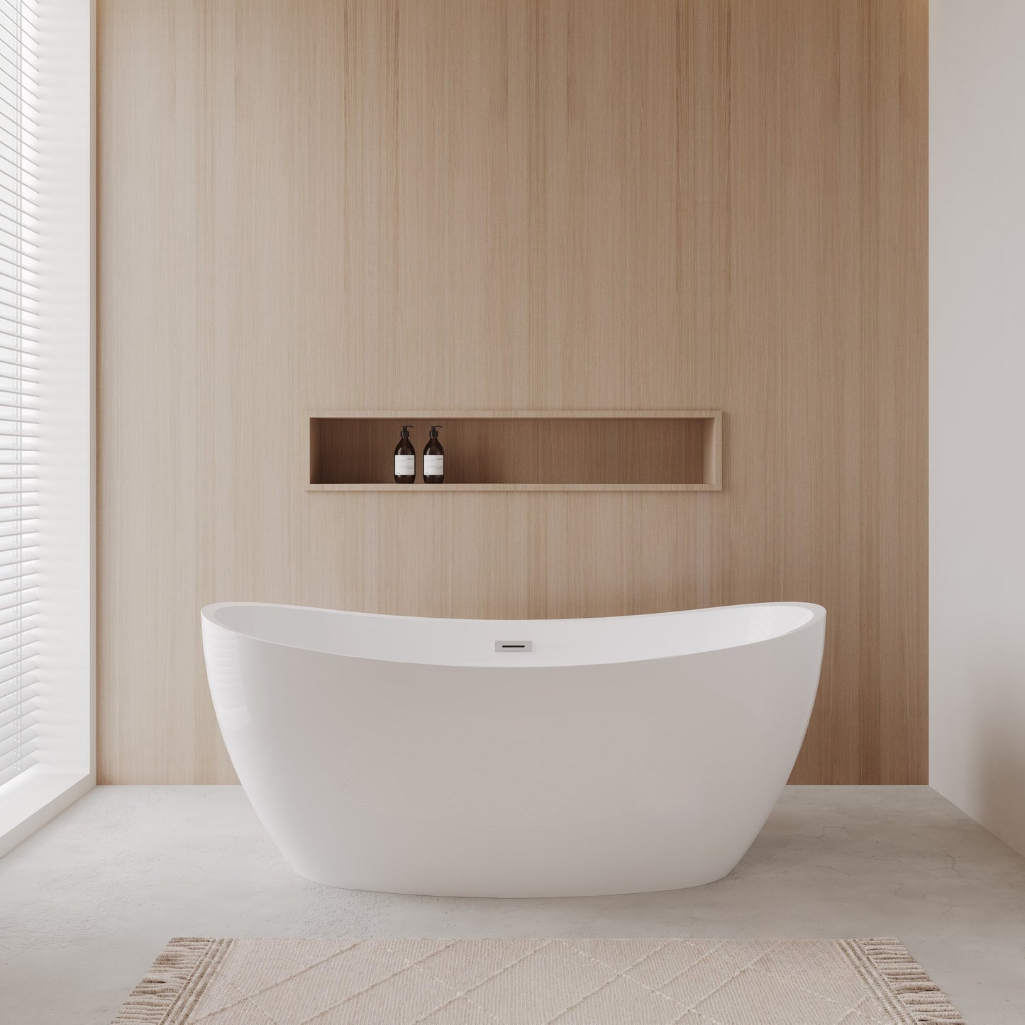 Dorrit Freestanding Acrylic Bathtub No Faucet 66 inch