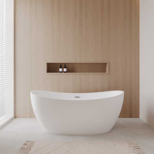 Dorrit Freestanding Acrylic Bathtub No Faucet 66 inch