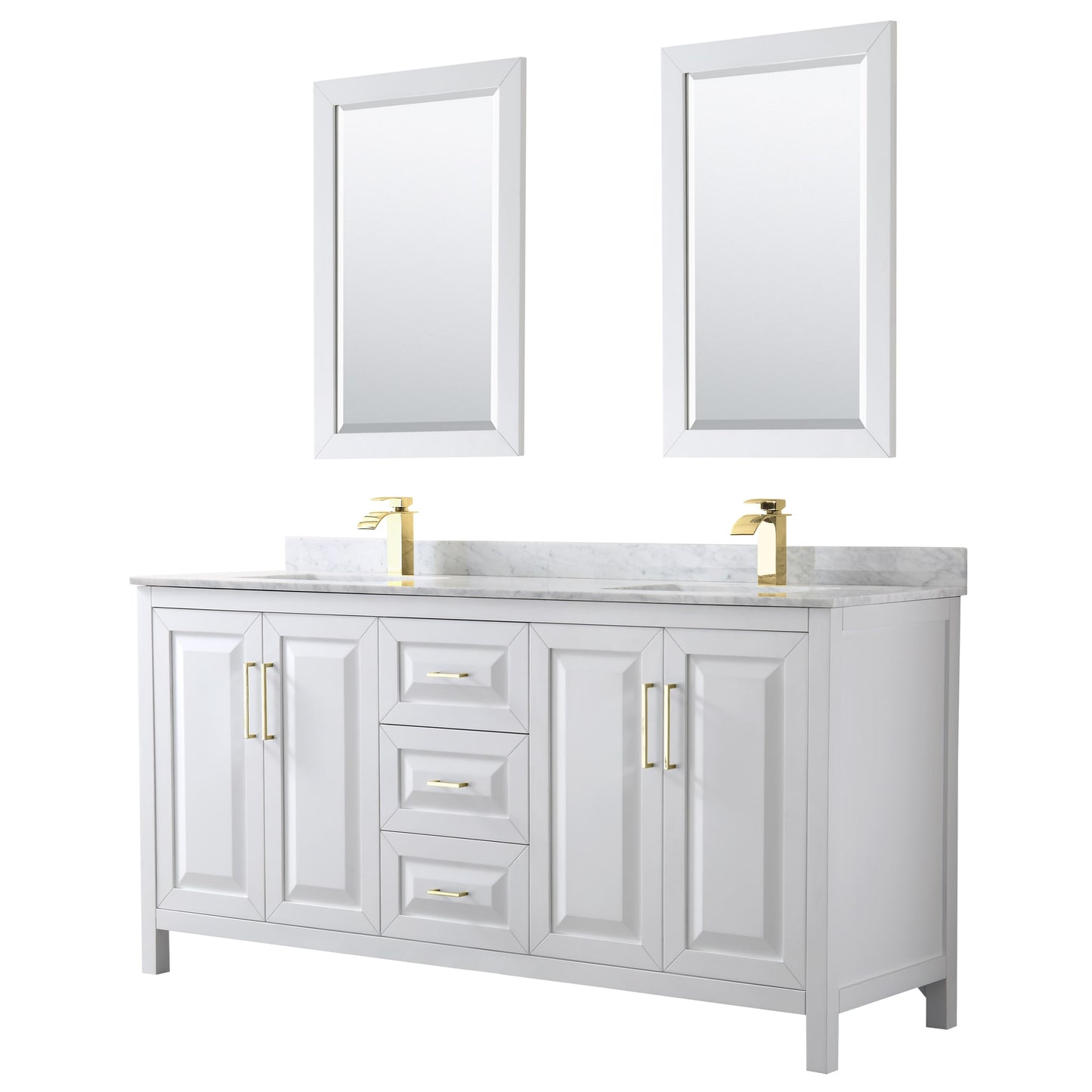Daria Bathroom Vanity with Countertop 72 inch Double Sink Single hole Faucet Setup