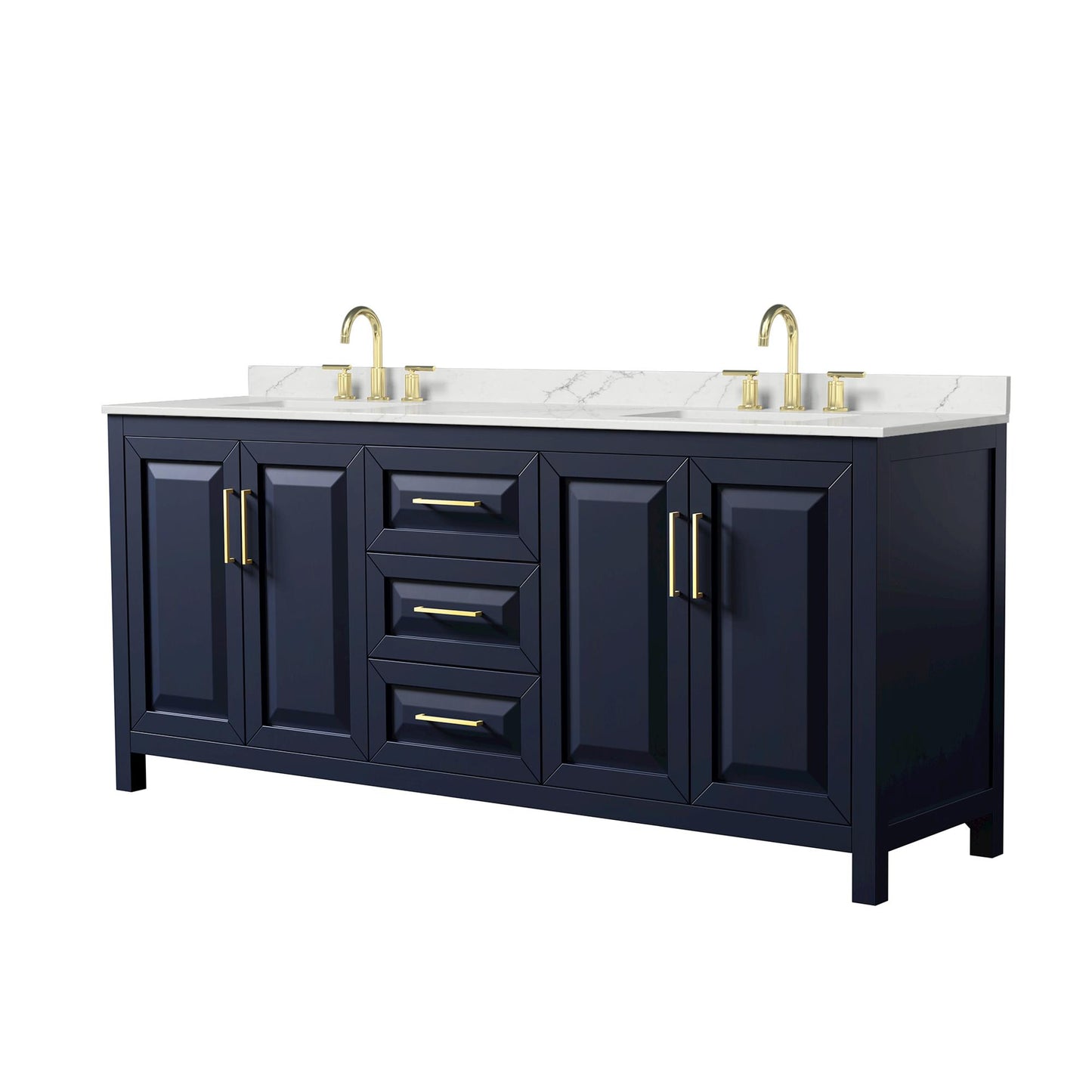 Daria Bathroom Vanity with Countertop 80 inch Double Sink 3-hole Faucet Setup