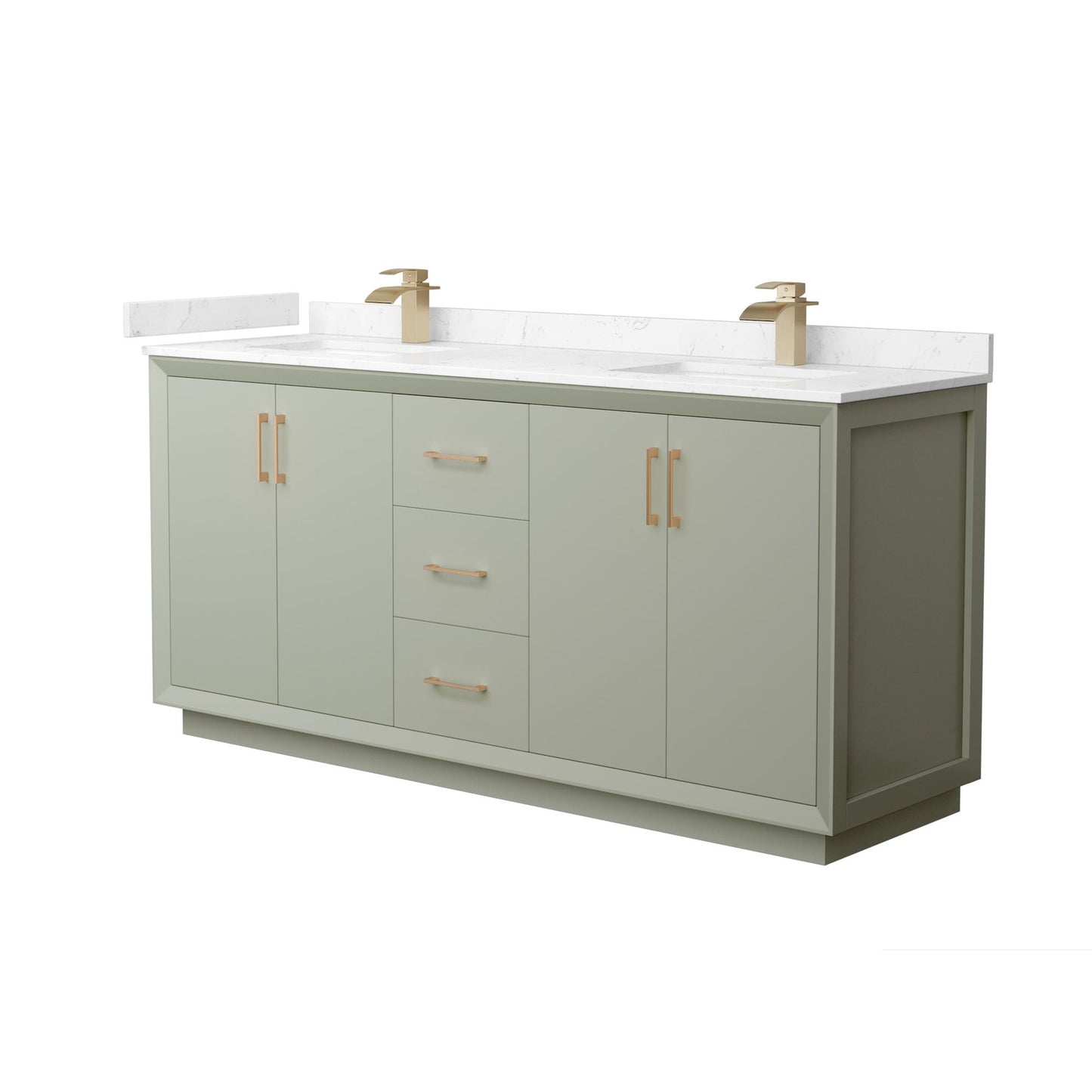 Strada Bathroom Vanity with Countertop 72 inch Double Sink Single hole Faucet Setup