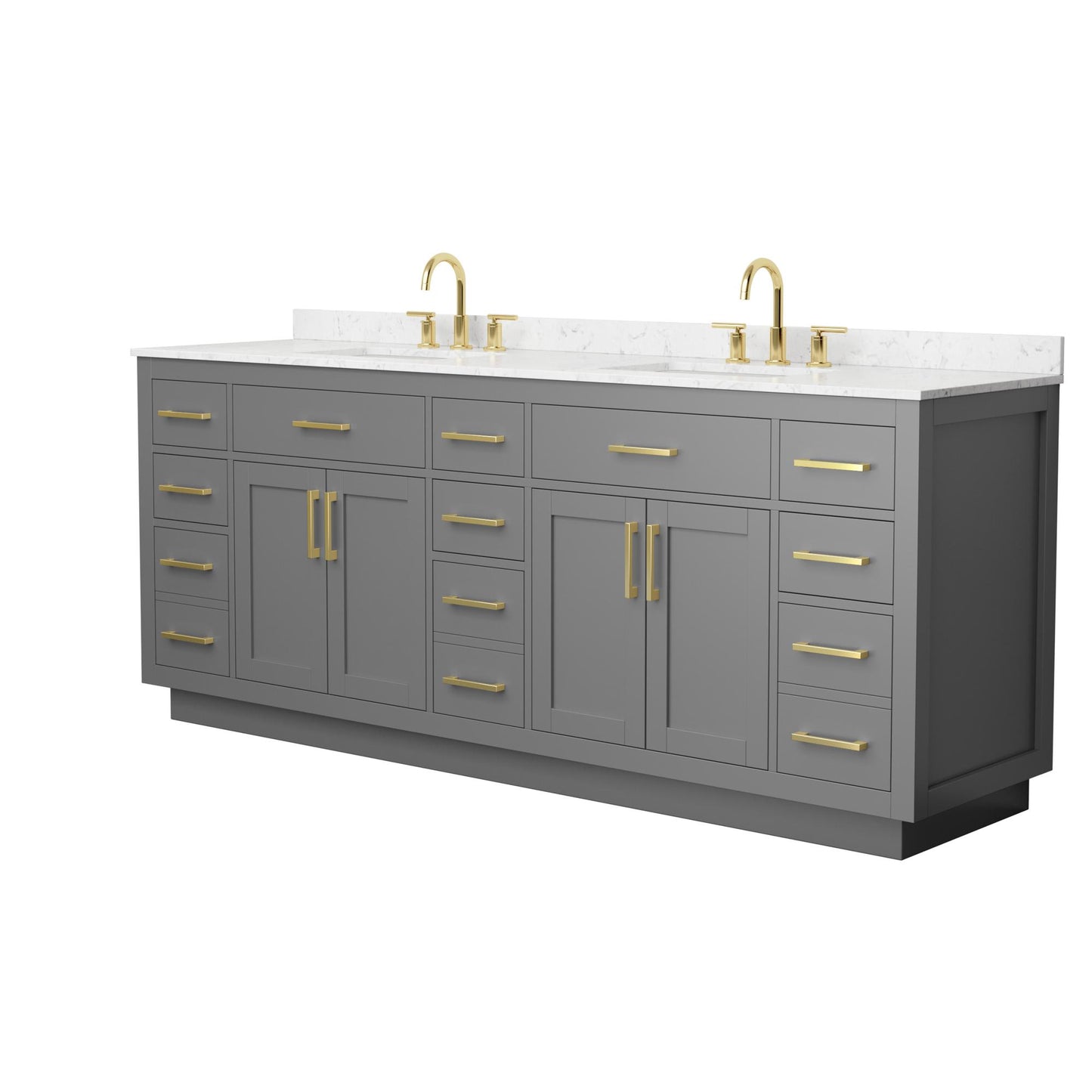 Beckett TK Bathroom Vanity with Countertop 84 inch Double Sink 3-hole Faucet Setup
