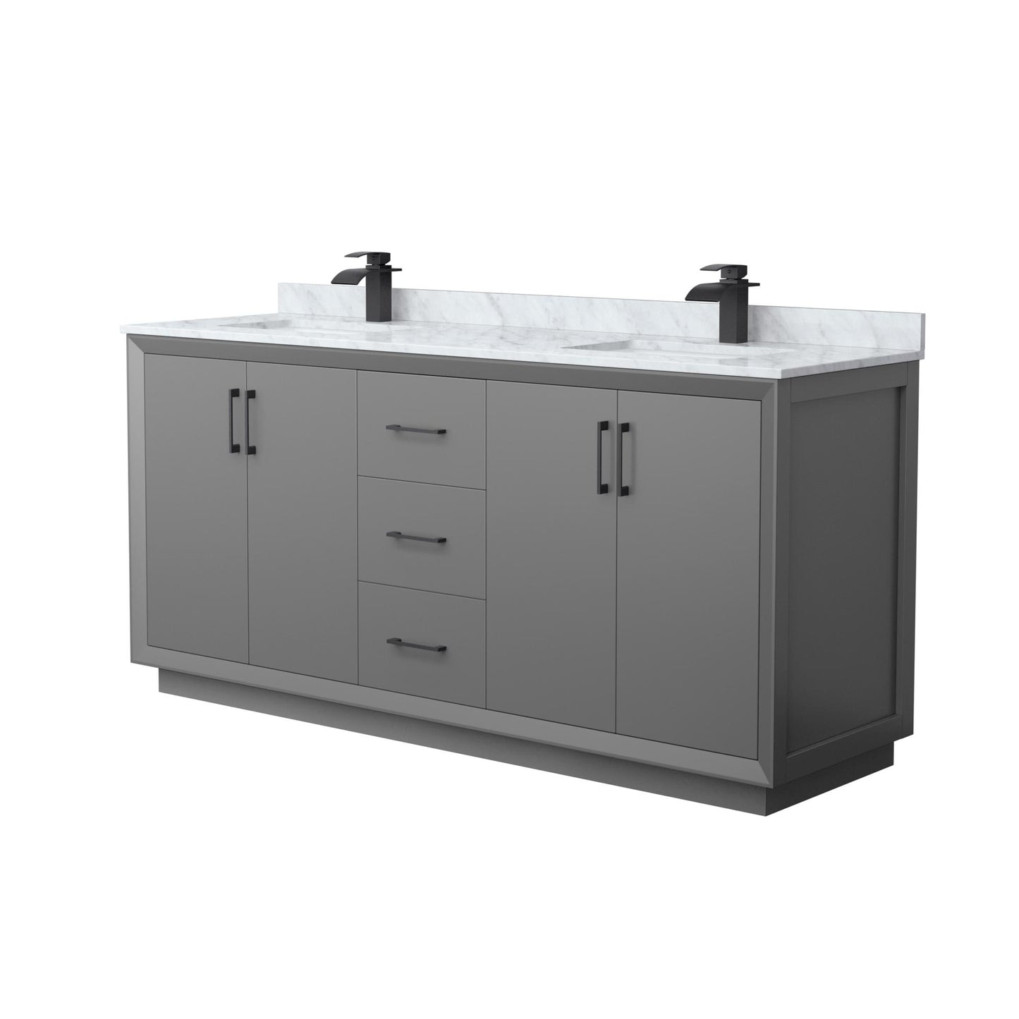 Strada Bathroom Vanity with Countertop 72 inch Double Sink Single hole Faucet Setup