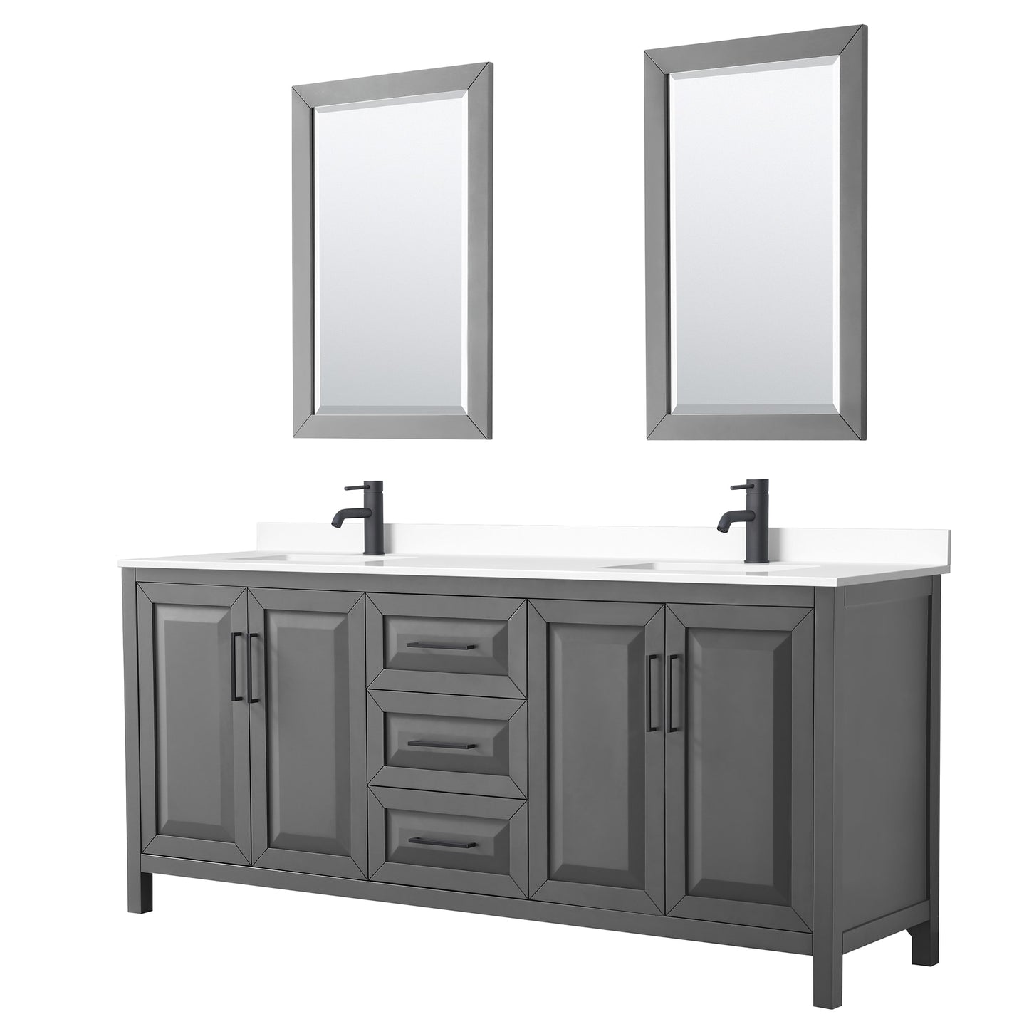 Daria Bathroom Vanity with Countertop 80 inch Double Sink Single hole Faucet Setup