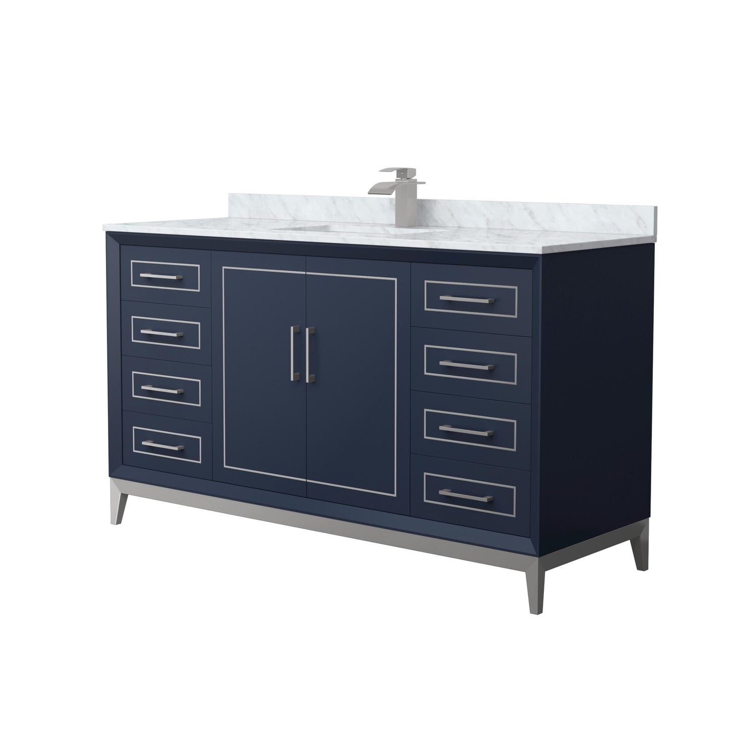 Marlena Bathroom Vanity with Countertop 60 inch Single Sink Single hole Faucet Setup