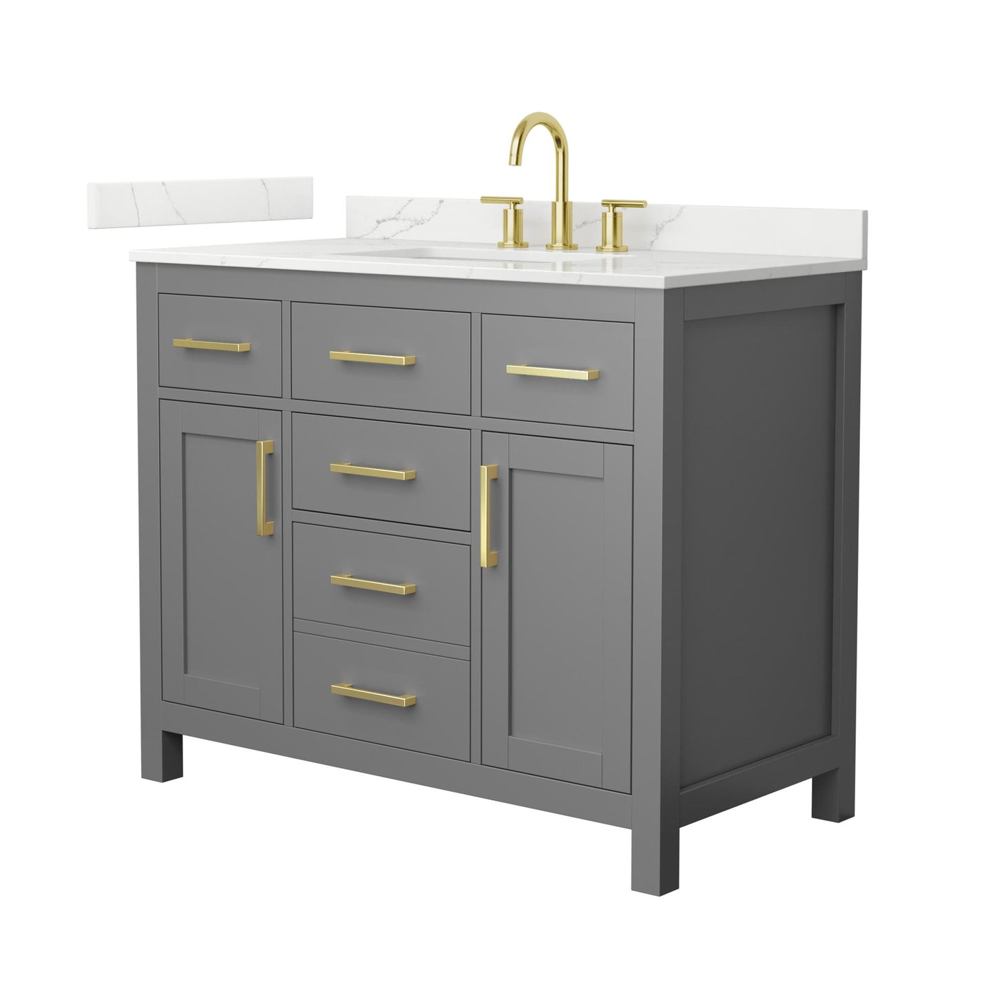 Beckett Bathroom Vanity with Countertop 42 inch Single Sink 3-hole Faucet Setup