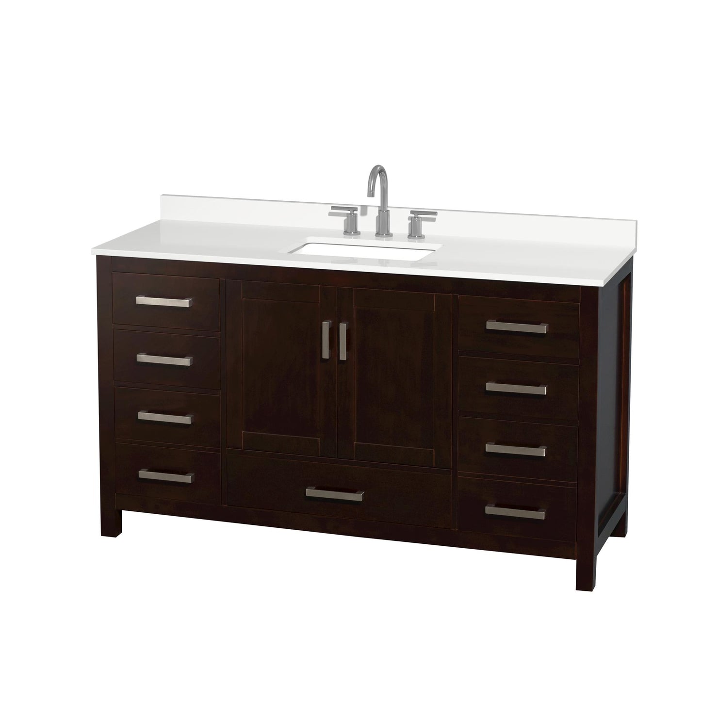 Sheffield Bathroom Vanity with Countertop 60 inch Single Sink 3-hole Faucet Setup