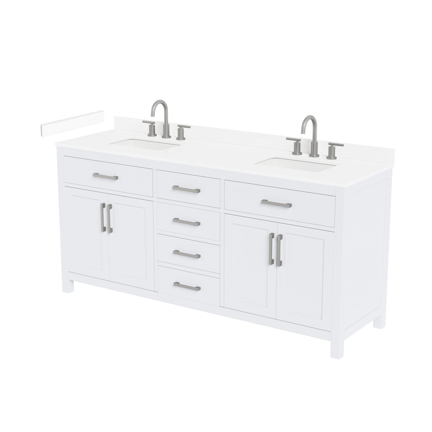 Beckett Bathroom Vanity with Countertop 72 inch Double Sink 3-hole Faucet Setup