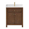 Custom image for Dark Walnut with Brushed Gold Trim / Giotto Quartz / No Mirror