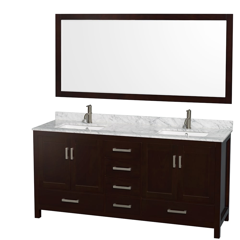 Sheffield Bathroom Vanity with Countertop 72 inch Double Sink Single hole Faucet Setup