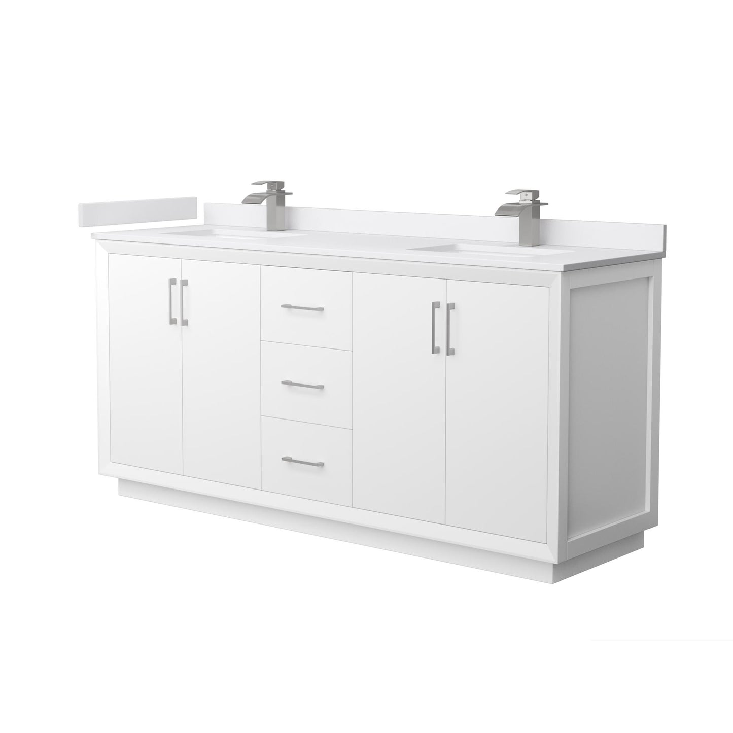 Strada Bathroom Vanity with Countertop 72 inch Double Sink Single hole Faucet Setup
