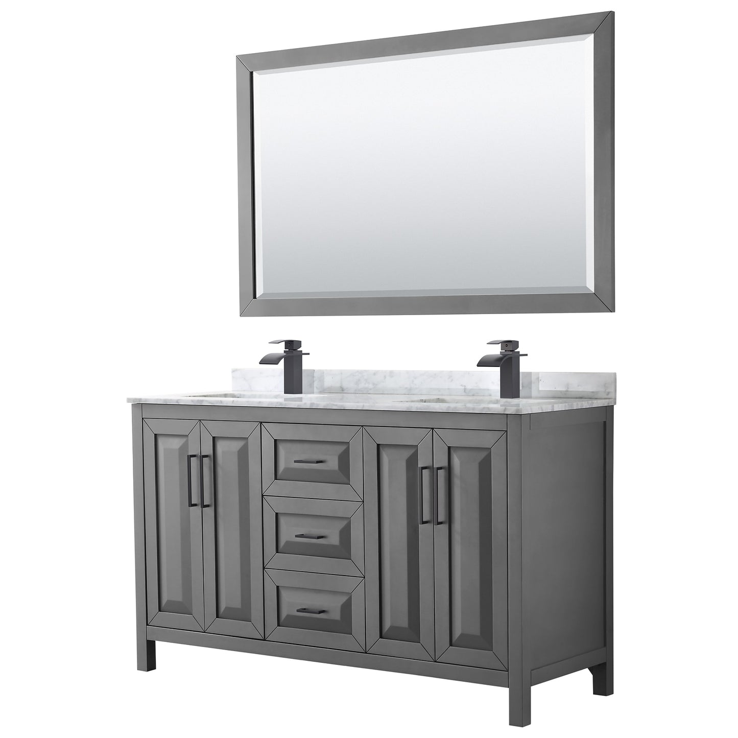 Daria Bathroom Vanity with Countertop 60 inch Double Sink Single hole Faucet Setup