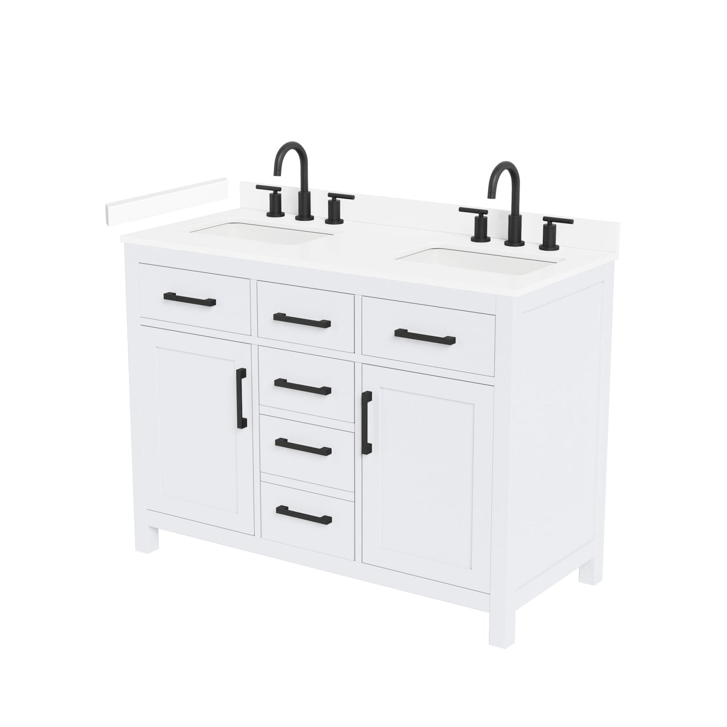 Beckett Bathroom Vanity with Countertop 48 inch Double Sink 3-hole Faucet Setup