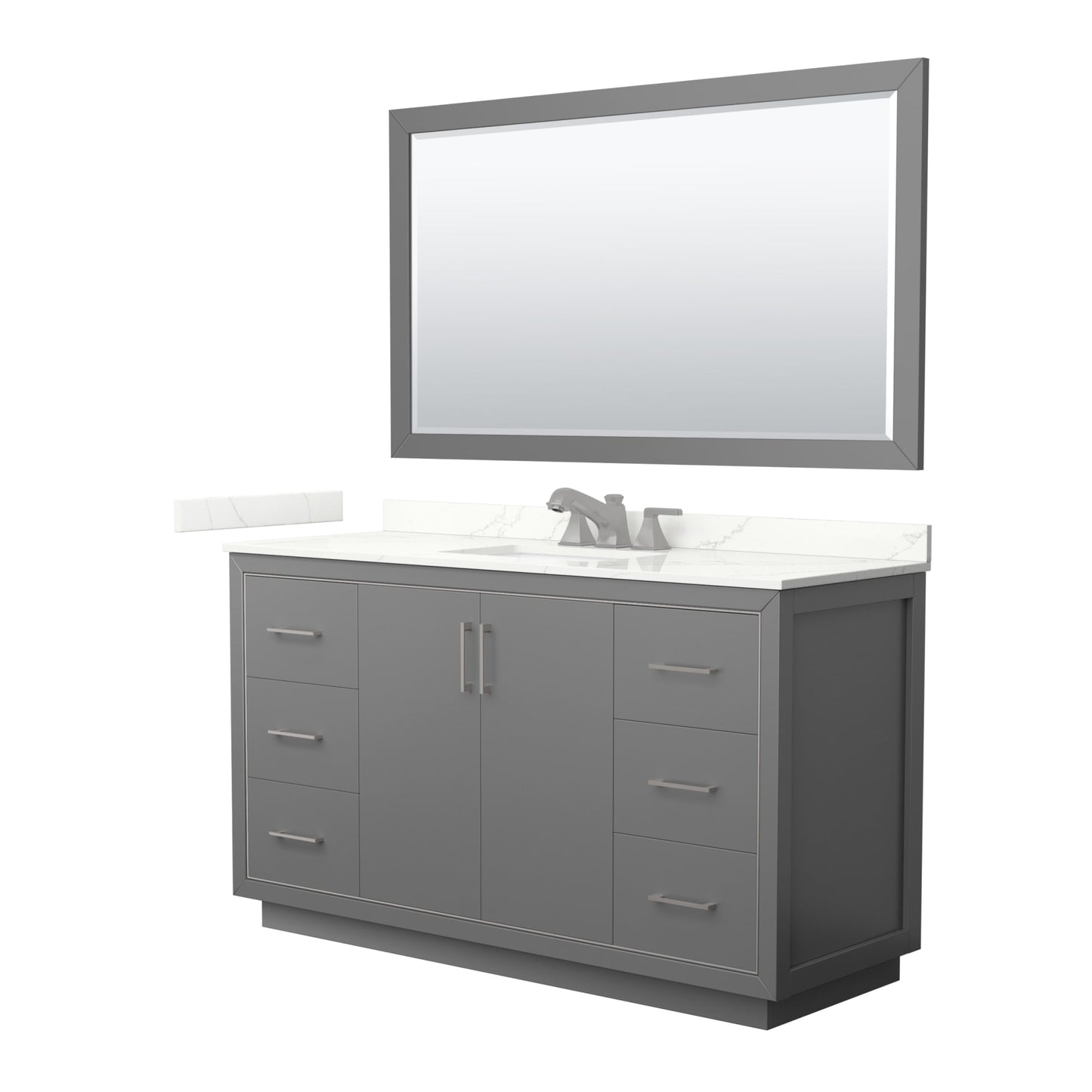 Icon Bathroom Vanity with Countertop 60 inch Single Sink 3-hole Faucet Setup