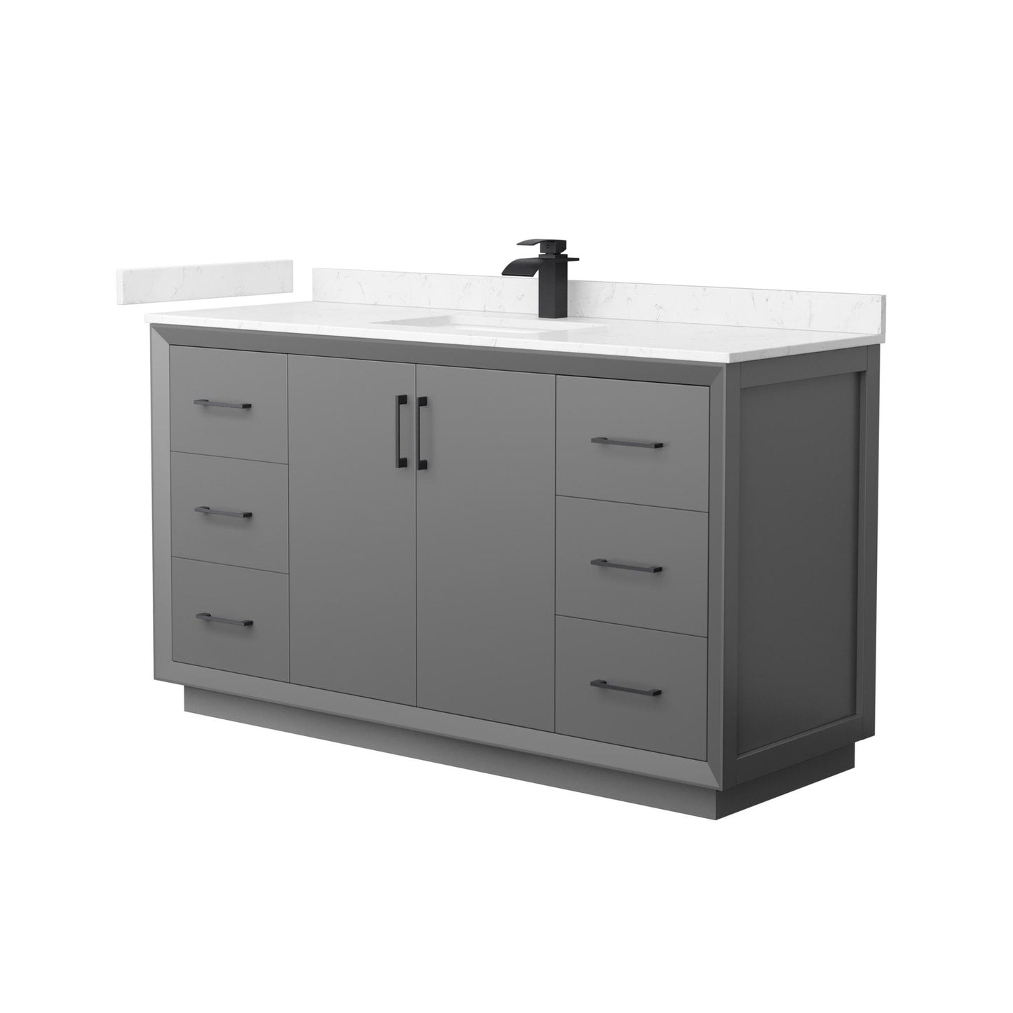 Strada Bathroom Vanity with Countertop 60 inch Single Sink Single hole Faucet Setup