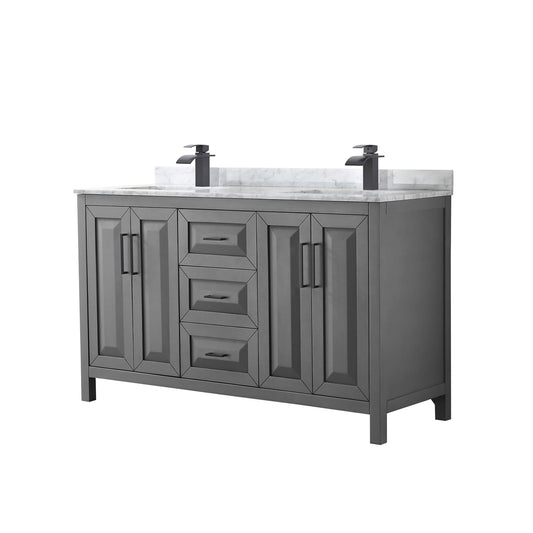 Daria Bathroom Vanity with Countertop 60 inch Double Sink Single hole Faucet Setup
