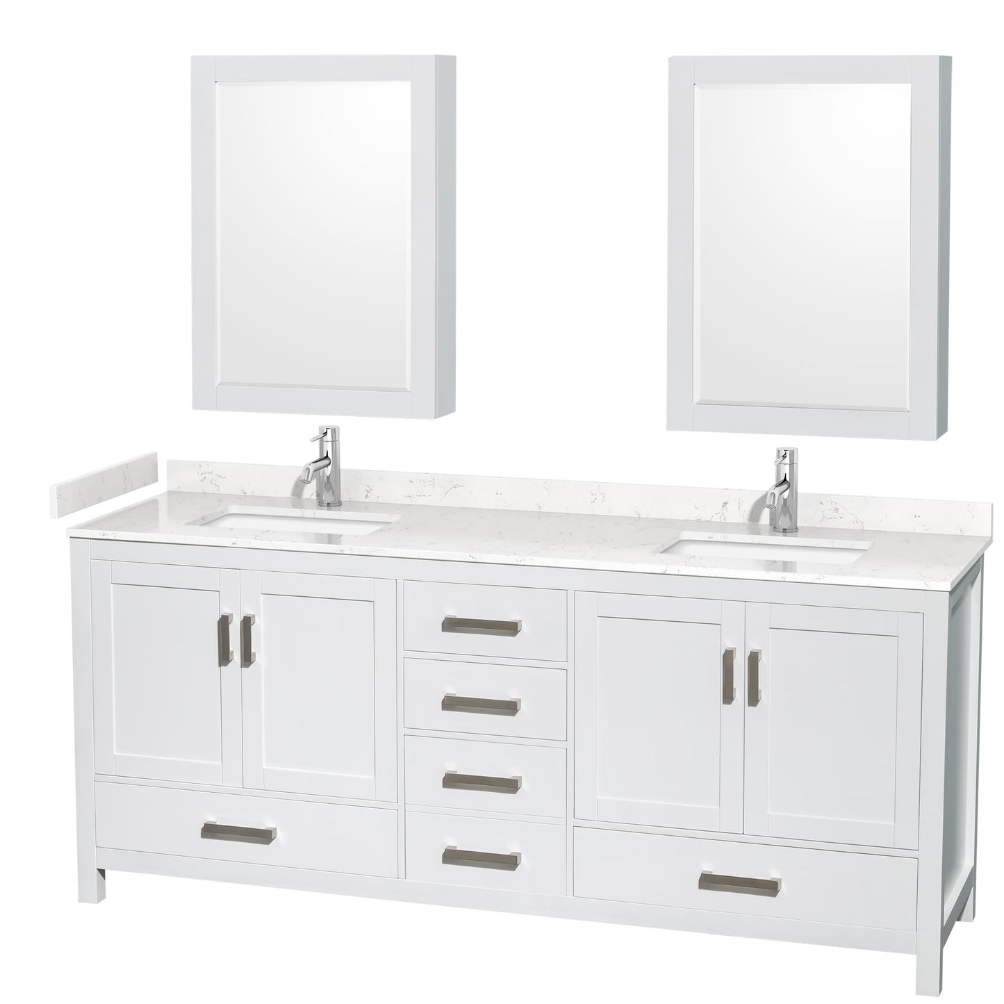 Sheffield Bathroom Vanity with Countertop 80 inch Double Sink Single hole Faucet Setup