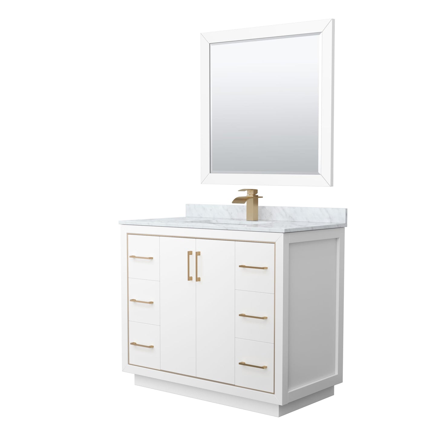 Icon Bathroom Vanity with Countertop 42 inch Single Sink Single hole Faucet Setup