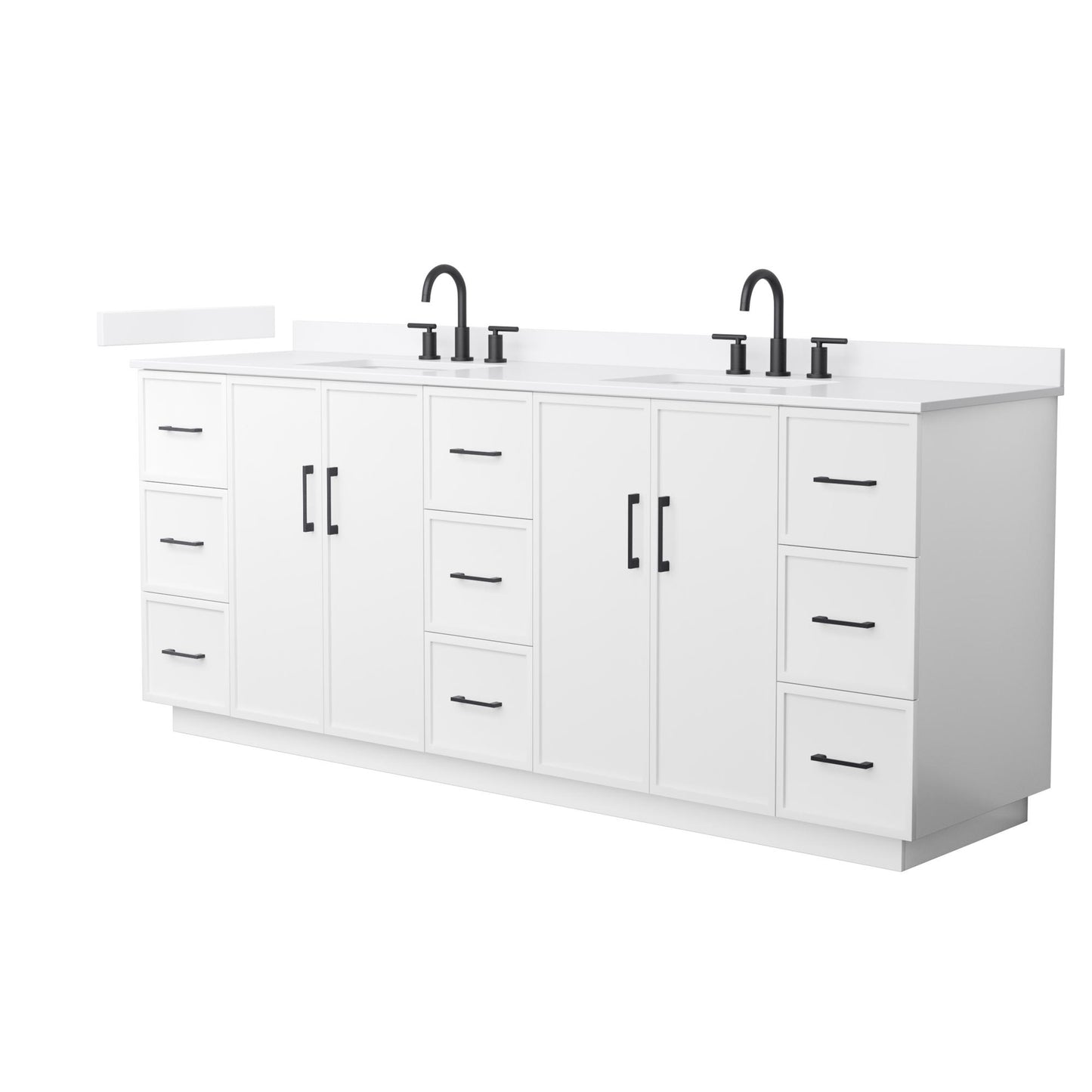 Elan TK Bathroom Vanity with Countertop 84 inch Double Sink 3-hole Faucet Setup