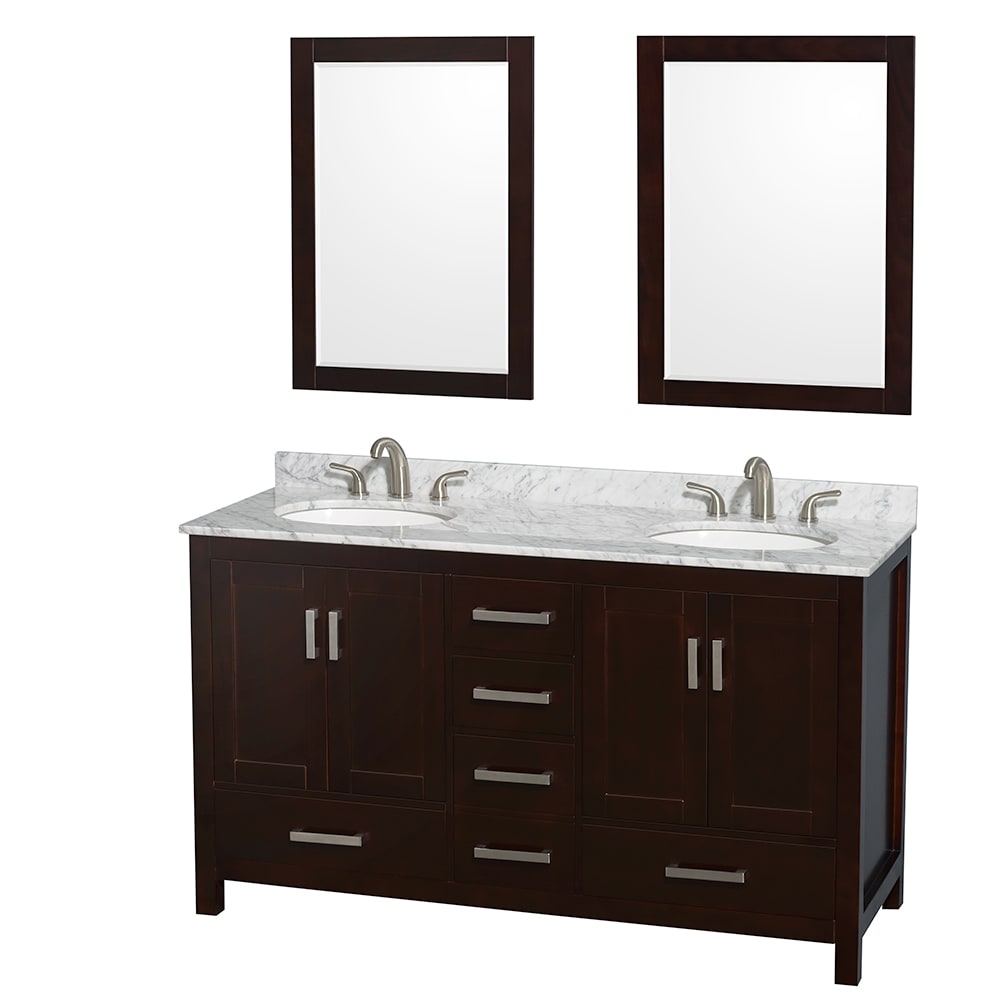 Sheffield Bathroom Vanity with Countertop 60 inch Double Sink 3-hole Faucet Setup