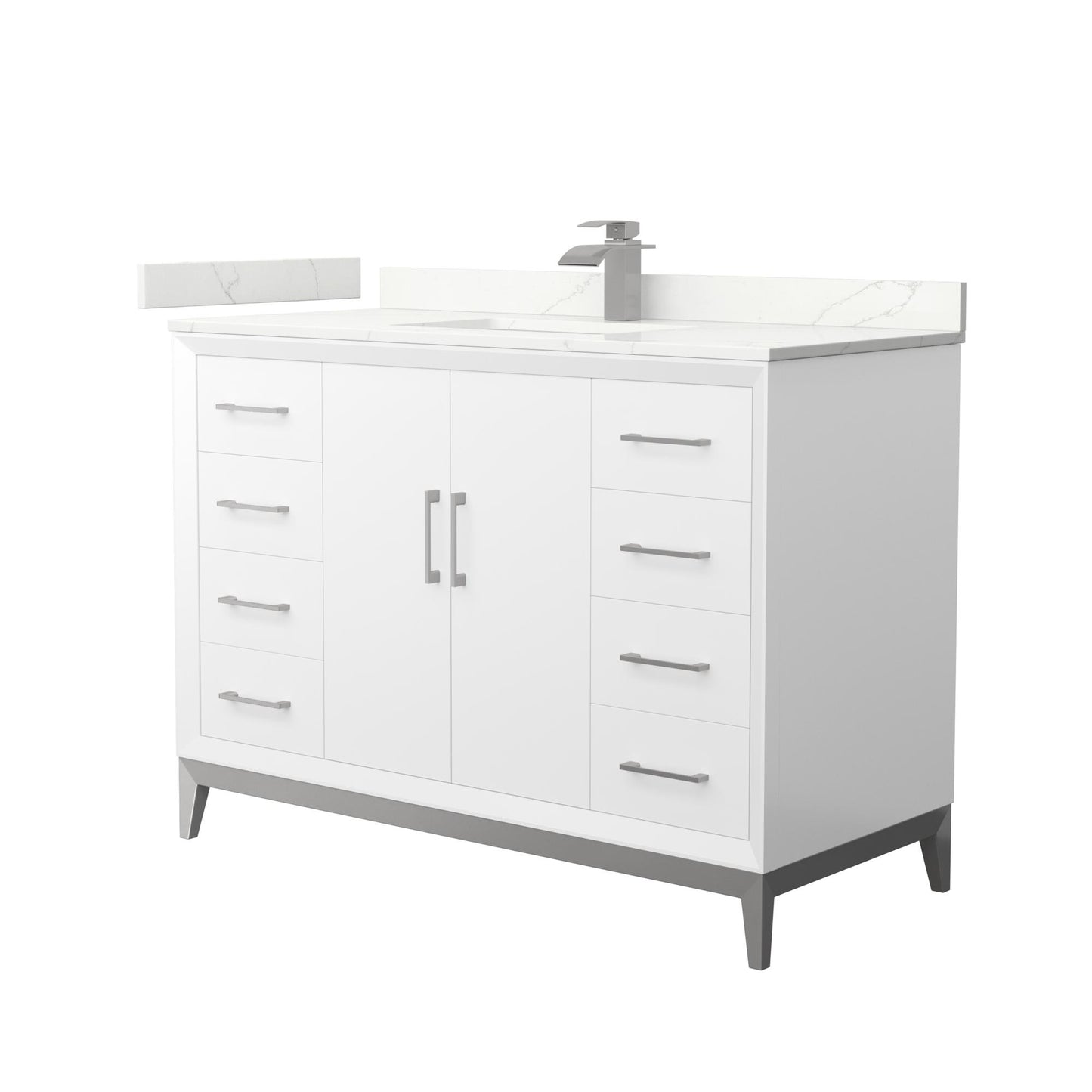 Amici Bathroom Vanity with Countertop 48 inch Single Sink Single hole Faucet Setup