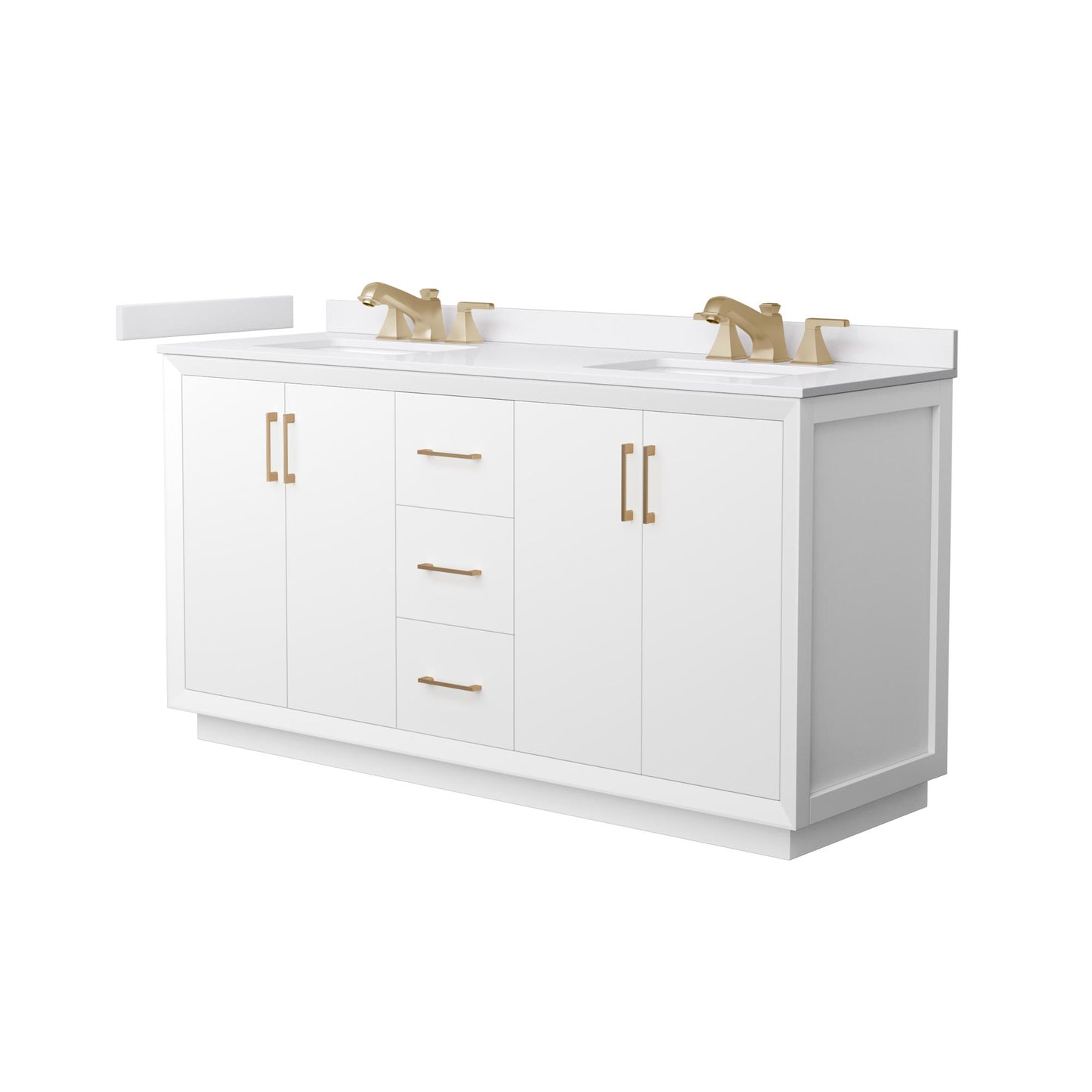 Strada Bathroom Vanity with Countertop 66 inch Double Sink 3-hole Faucet Setup
