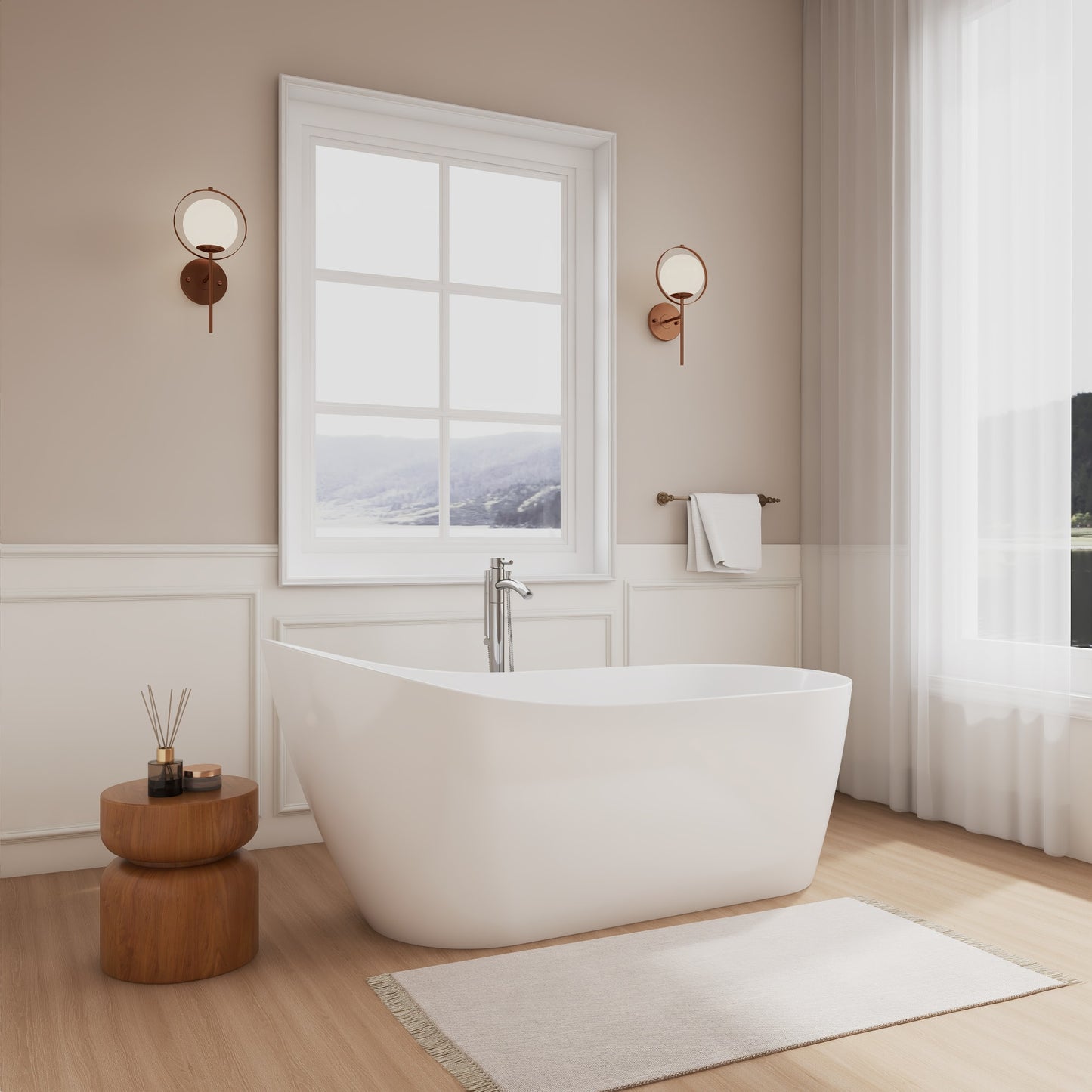 Davia Freestanding Acrylic Bathtub With Faucet 67 inch
