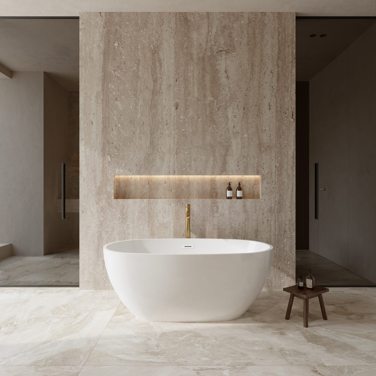 Juno Freestanding Acrylic Bathtub With Faucet 59 inch