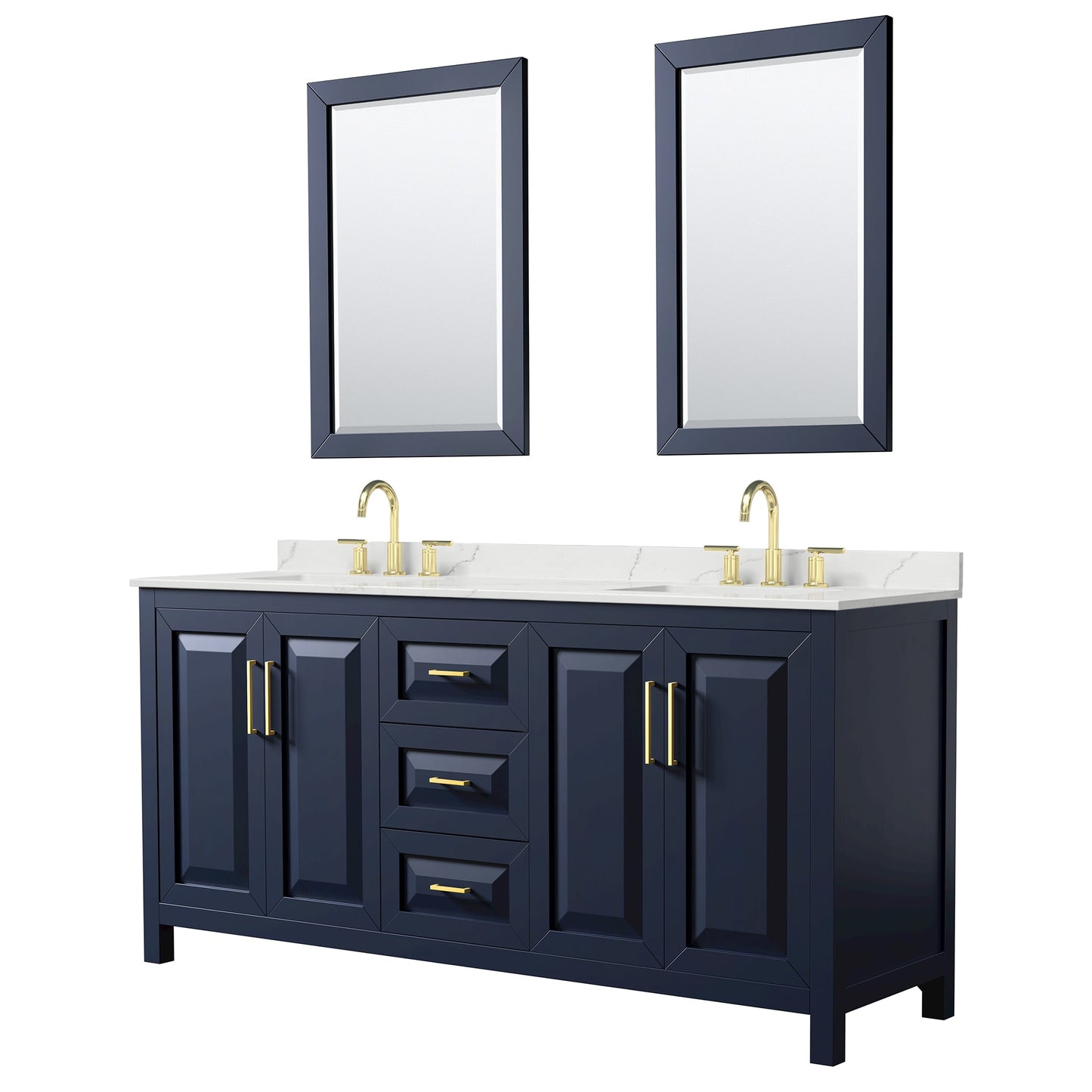 Daria Bathroom Vanity with Countertop 72 inch Double Sink 3-hole Faucet Setup