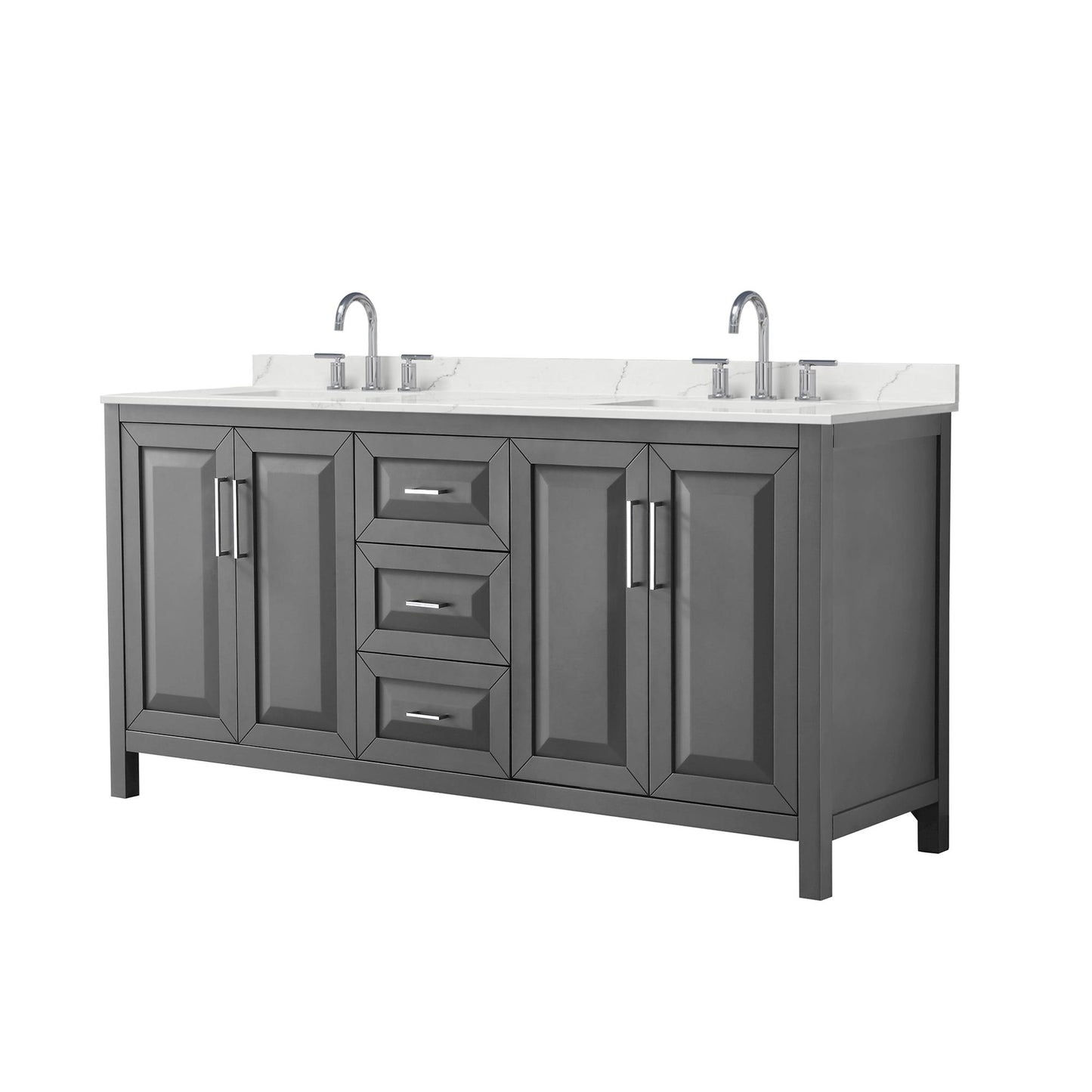 Daria Bathroom Vanity with Countertop 72 inch Double Sink 3-hole Faucet Setup
