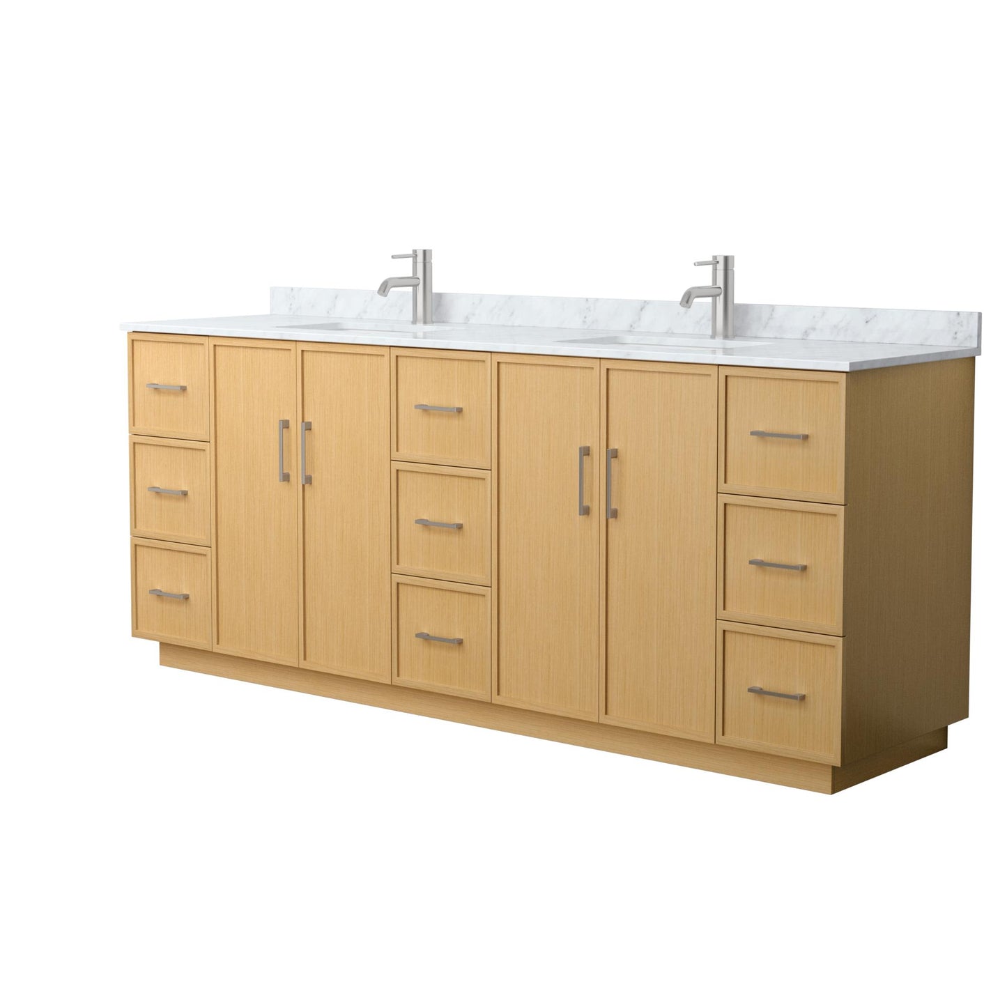 Elan TK Bathroom Vanity with Countertop 84 inch Double Sink Single hole Faucet Setup