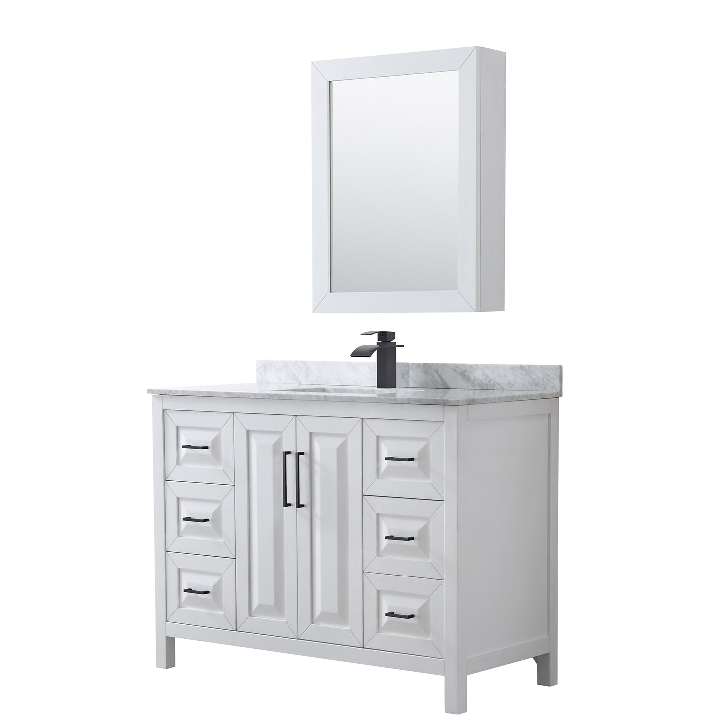 Daria Bathroom Vanity with Countertop 48 inch Single Sink Single hole Faucet Setup