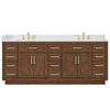 Custom image for Dark Oak with Brushed Gold Trim / White Quartz / No Mirror