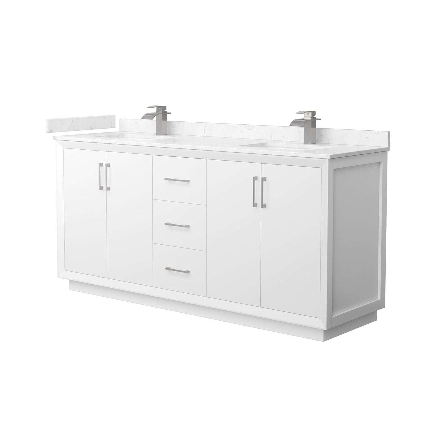 Strada Bathroom Vanity with Countertop 72 inch Double Sink Single hole Faucet Setup