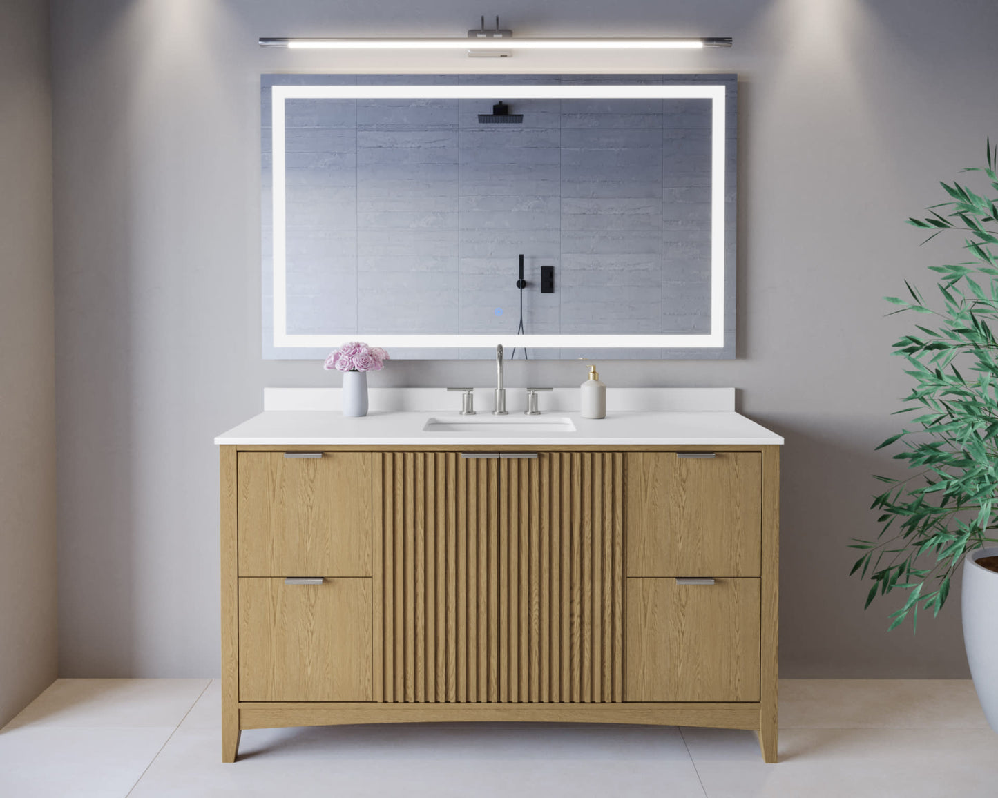 Palmilla Bathroom Vanity with Countertop 60 inch Single Sink 3-hole Faucet Setup