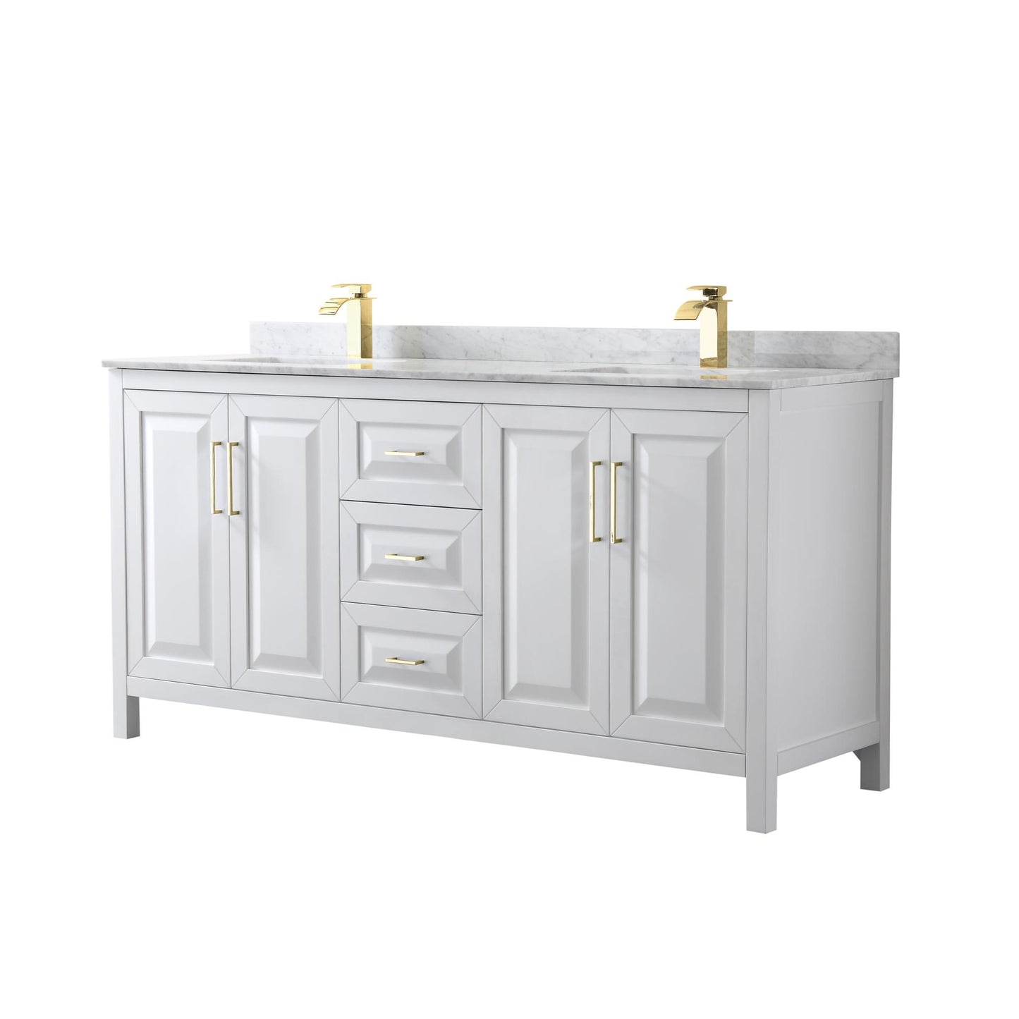 Daria Bathroom Vanity with Countertop 72 inch Double Sink Single hole Faucet Setup