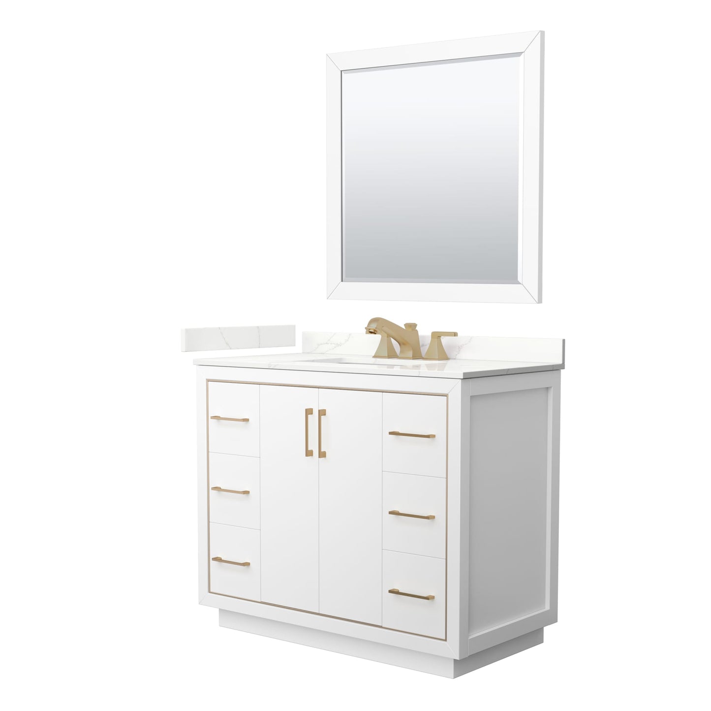 Icon Bathroom Vanity with Countertop 42 inch Single Sink 3-hole Faucet Setup