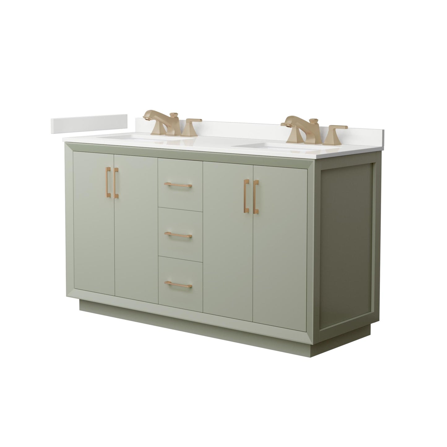 Strada Bathroom Vanity with Countertop 60 inch Double Sink 3-hole Faucet Setup