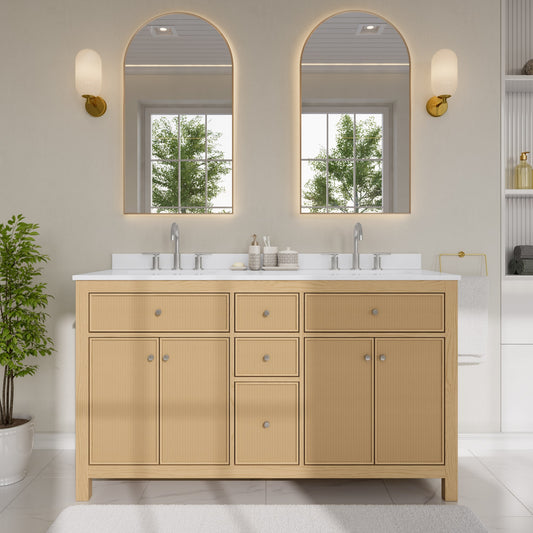 Pendry Bathroom Vanity with Countertop 60 inch Double Sink 3-hole Faucet Setup