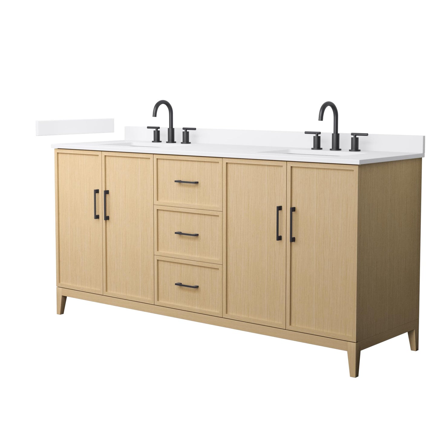Elan Bathroom Vanity with Countertop 72 inch Double Sink 3-hole Faucet Setup